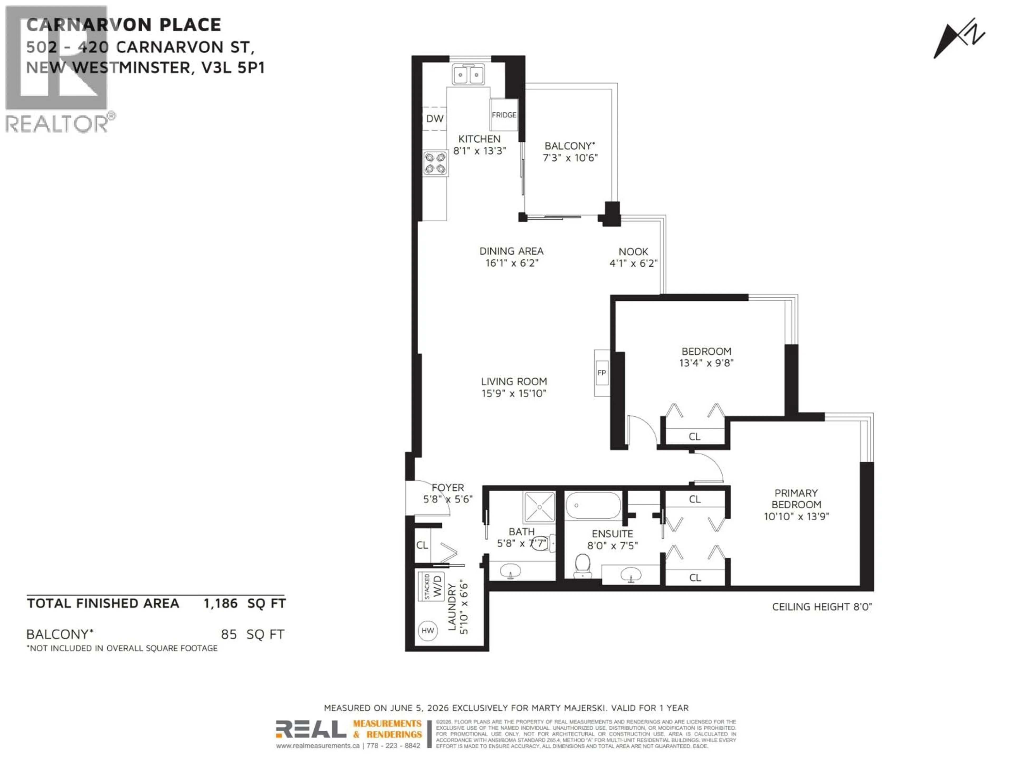 Floor plan for 502 - 420 CARNARVON STREET, New Westminster British Columbia V3L5P1