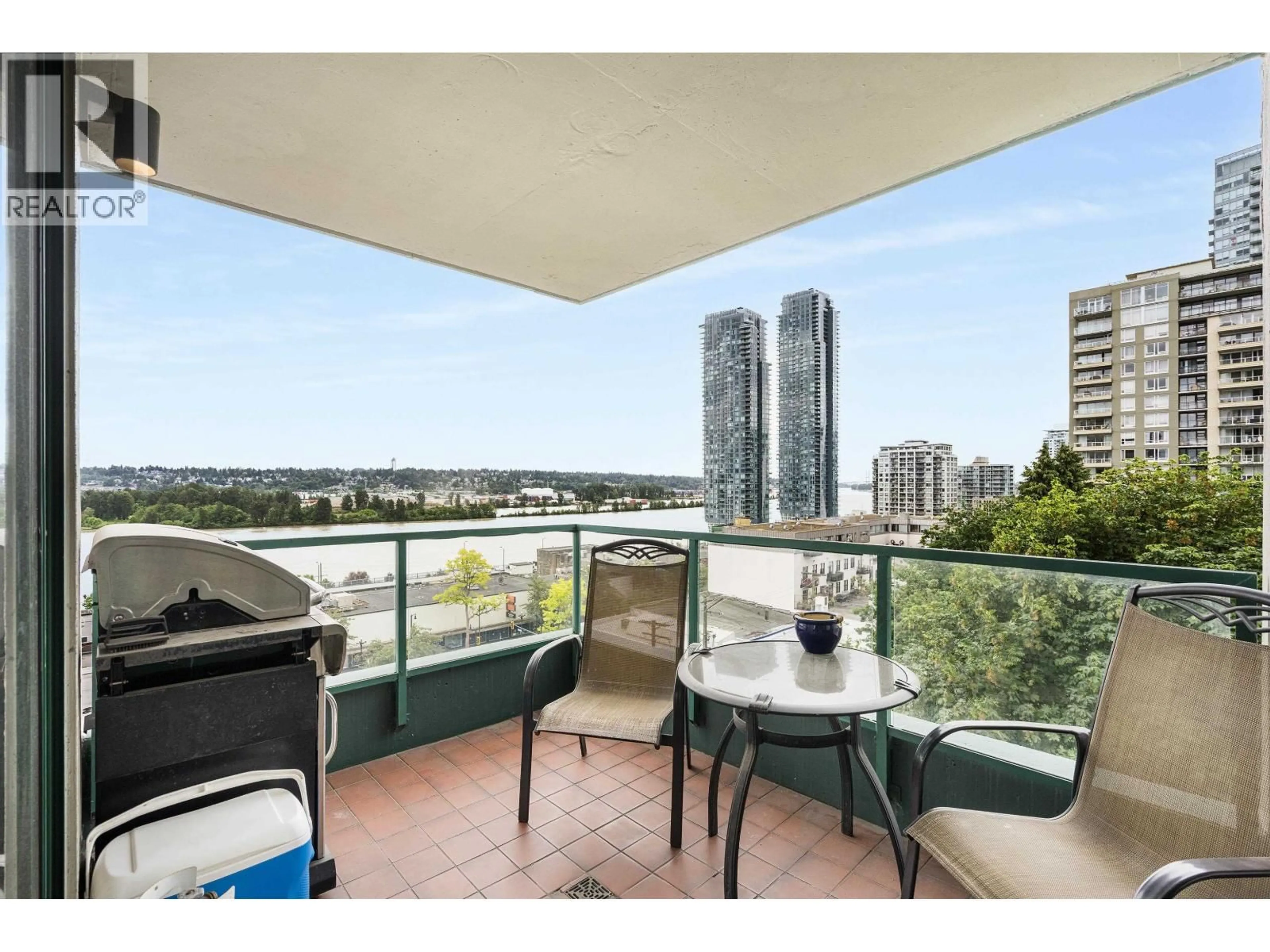Balcony in the apartment, water/lake/river/ocean view for 502 - 420 CARNARVON STREET, New Westminster British Columbia V3L5P1