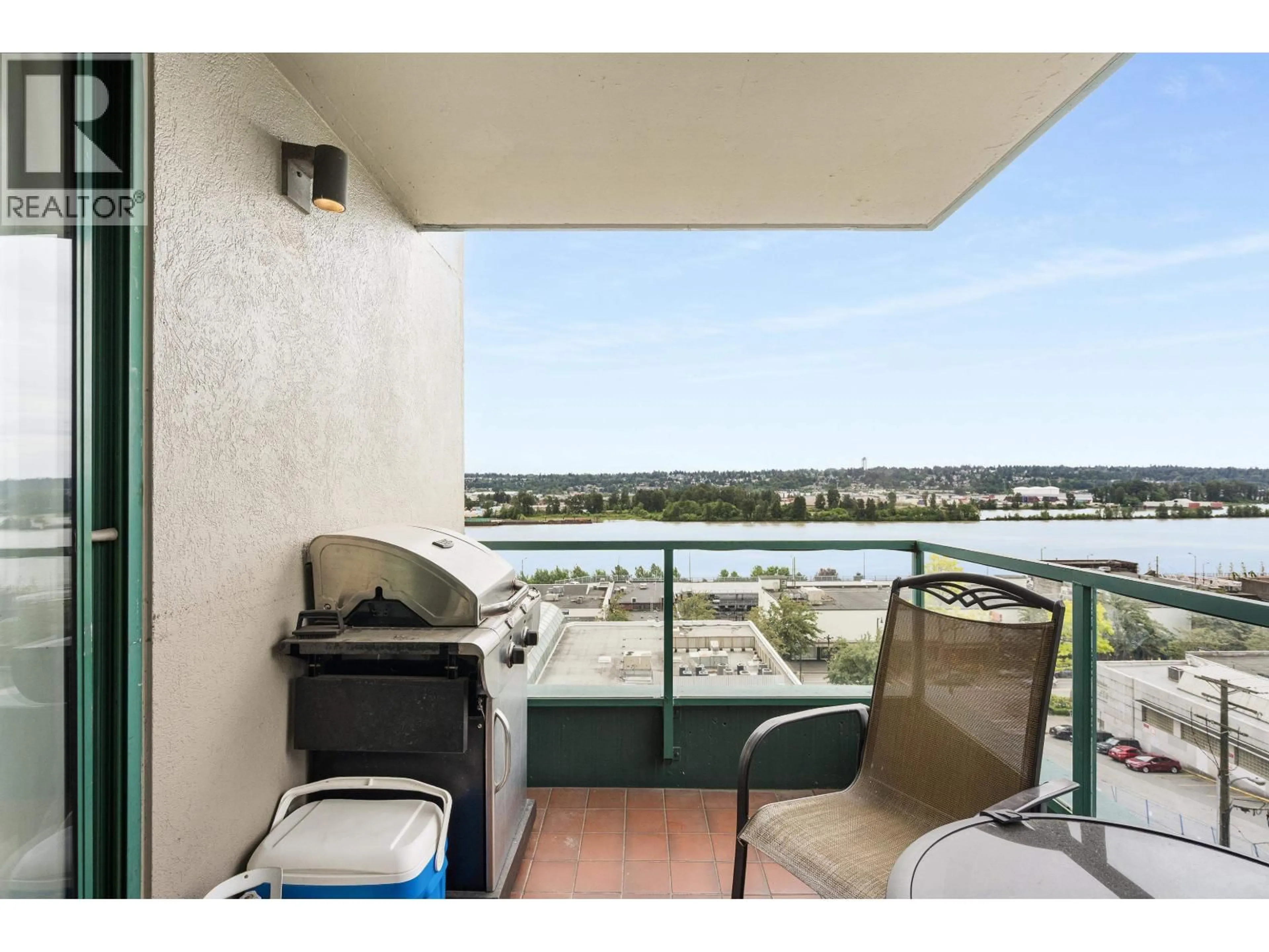 Balcony in the apartment, water/lake/river/ocean view for 502 - 420 CARNARVON STREET, New Westminster British Columbia V3L5P1