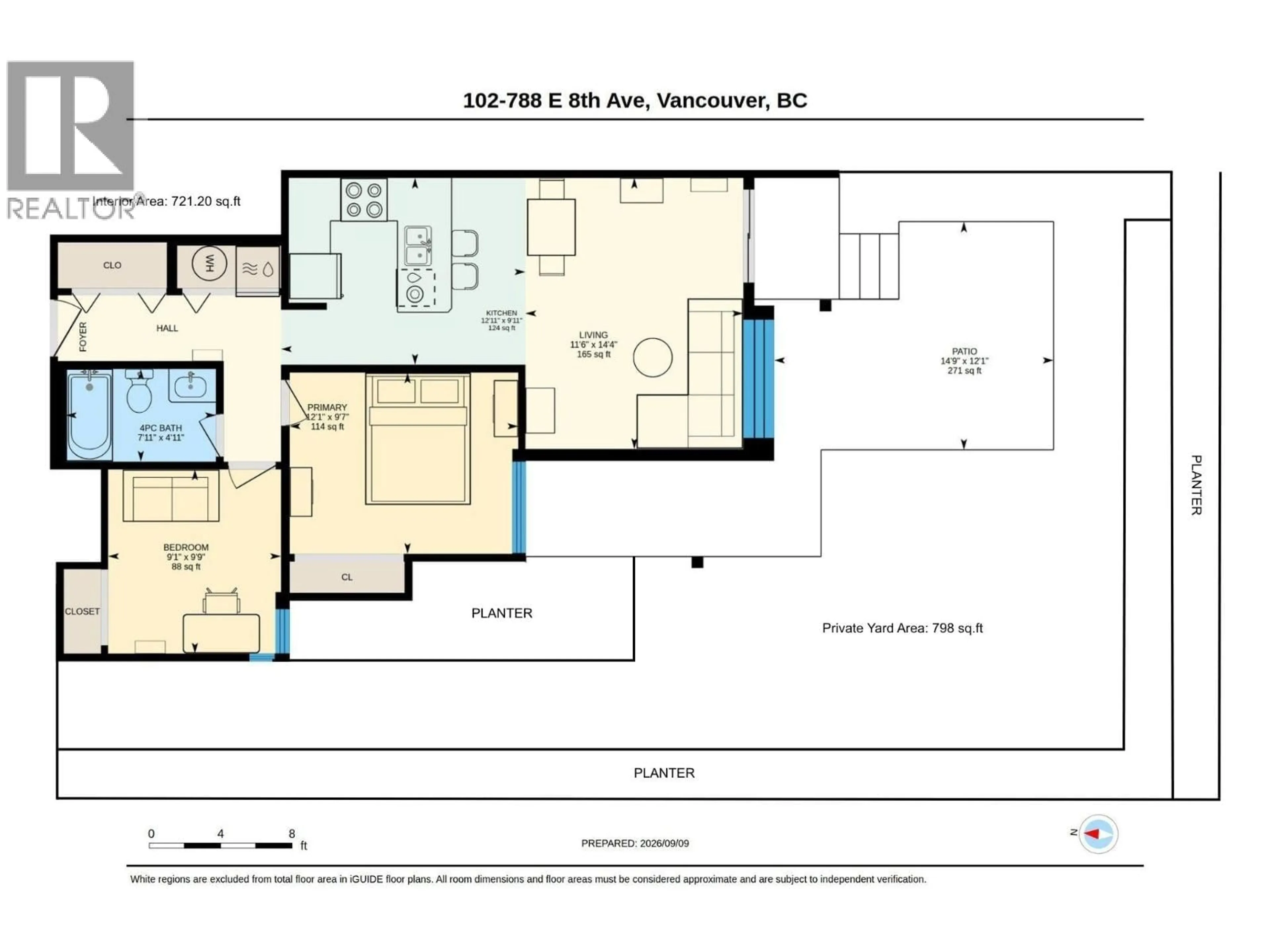 Floor plan for 102 - 788 8TH AVENUE, Vancouver British Columbia V5T1T4