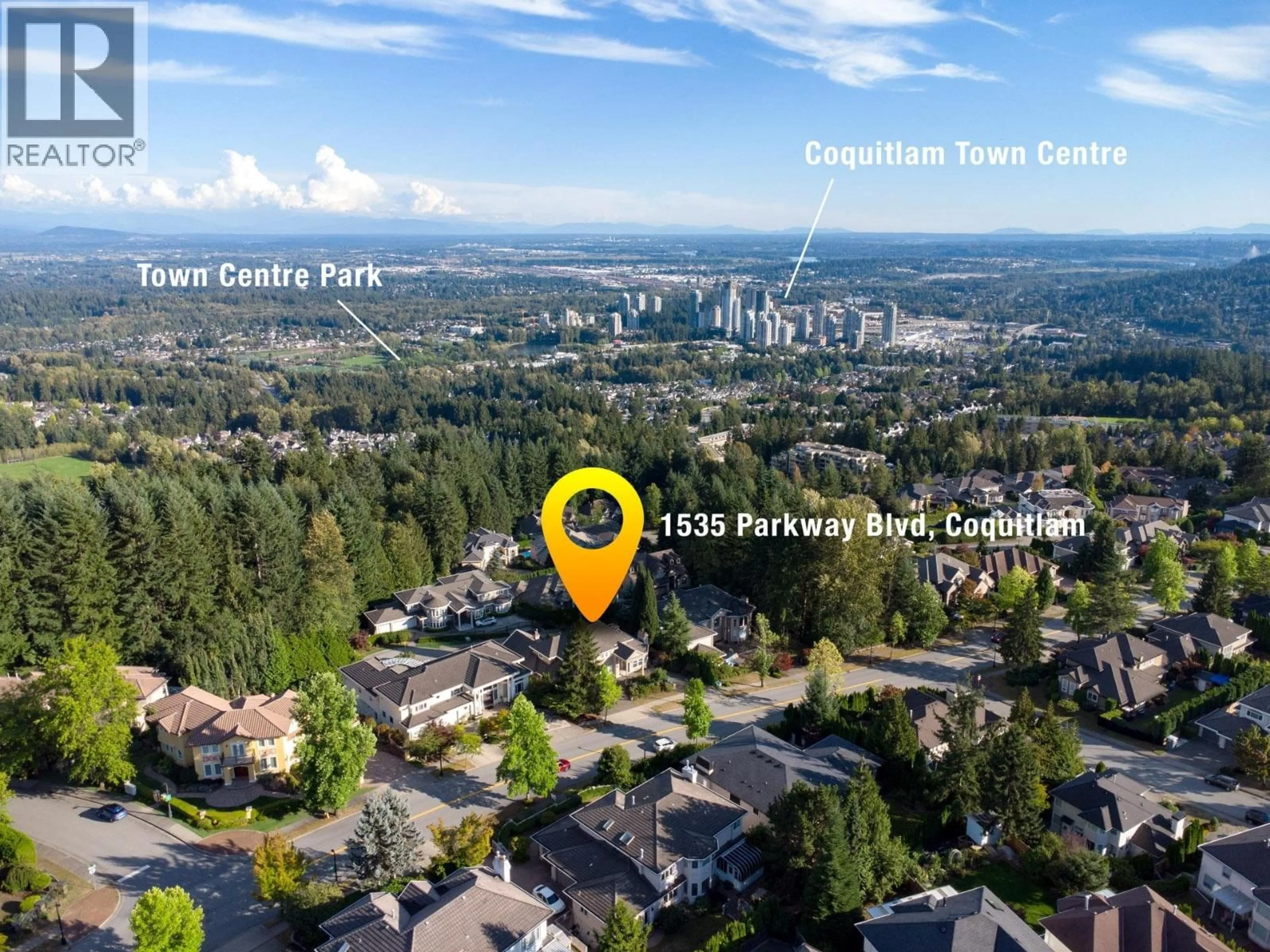 A pic from outside/outdoor area/front of a property/back of a property/a pic from drone, mountain view for 1535 PARKWAY BOULEVARD, Coquitlam British Columbia V3E2Y5