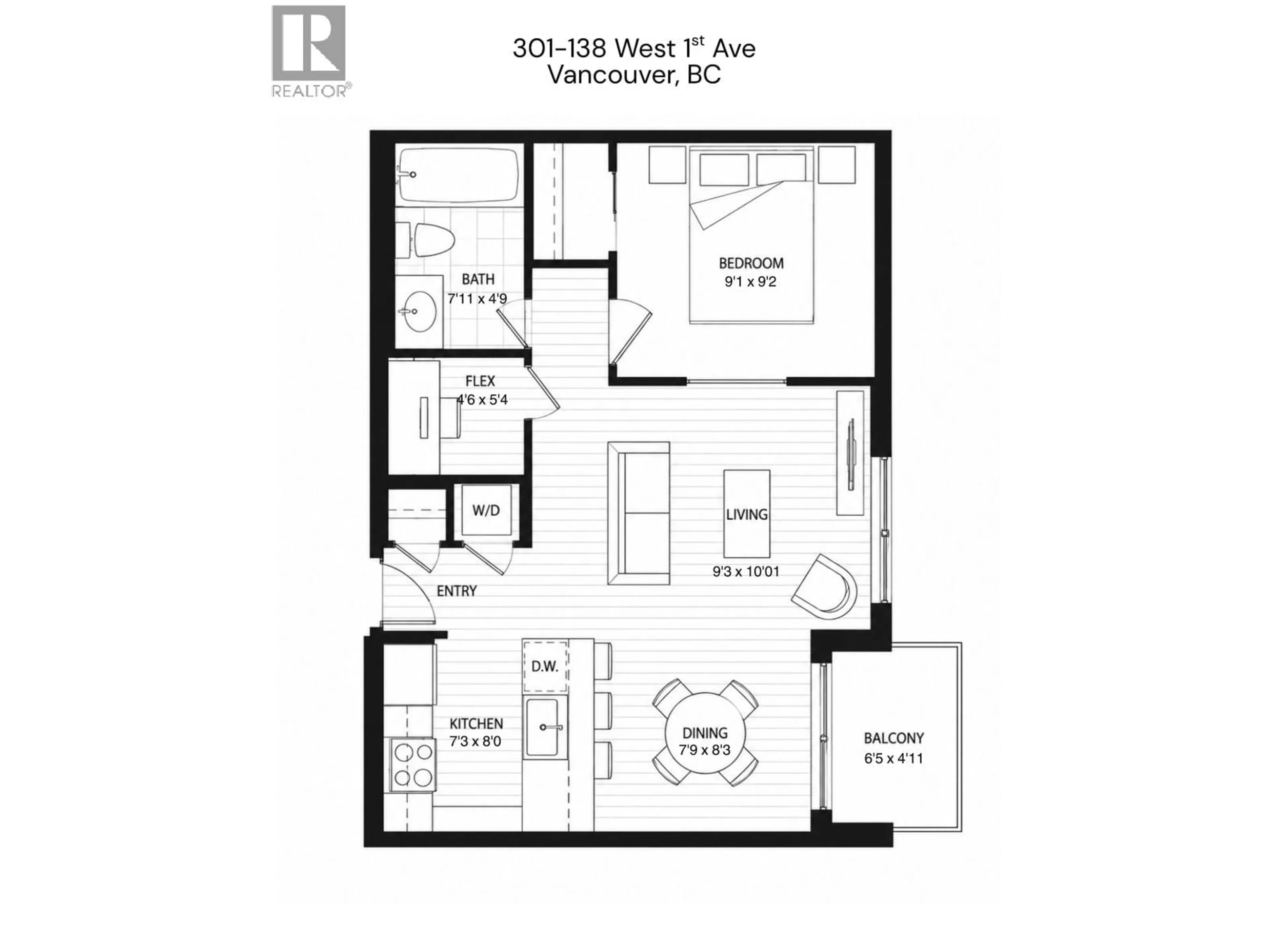 Floor plan for 301 - 138 1ST AVENUE, Vancouver British Columbia V5Y0H5