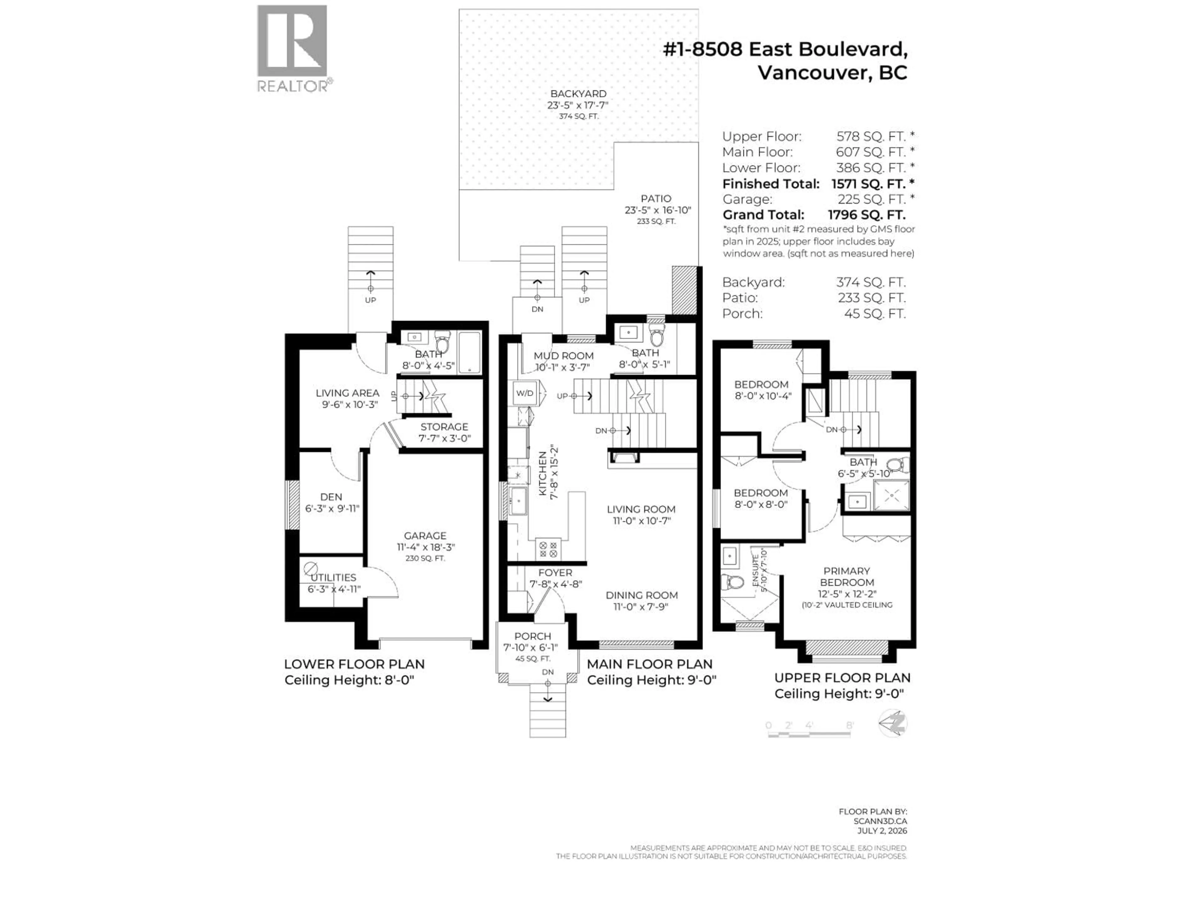 Floor plan for 1 - 8508 EAST BOULEVARD, Vancouver British Columbia V6P5E6