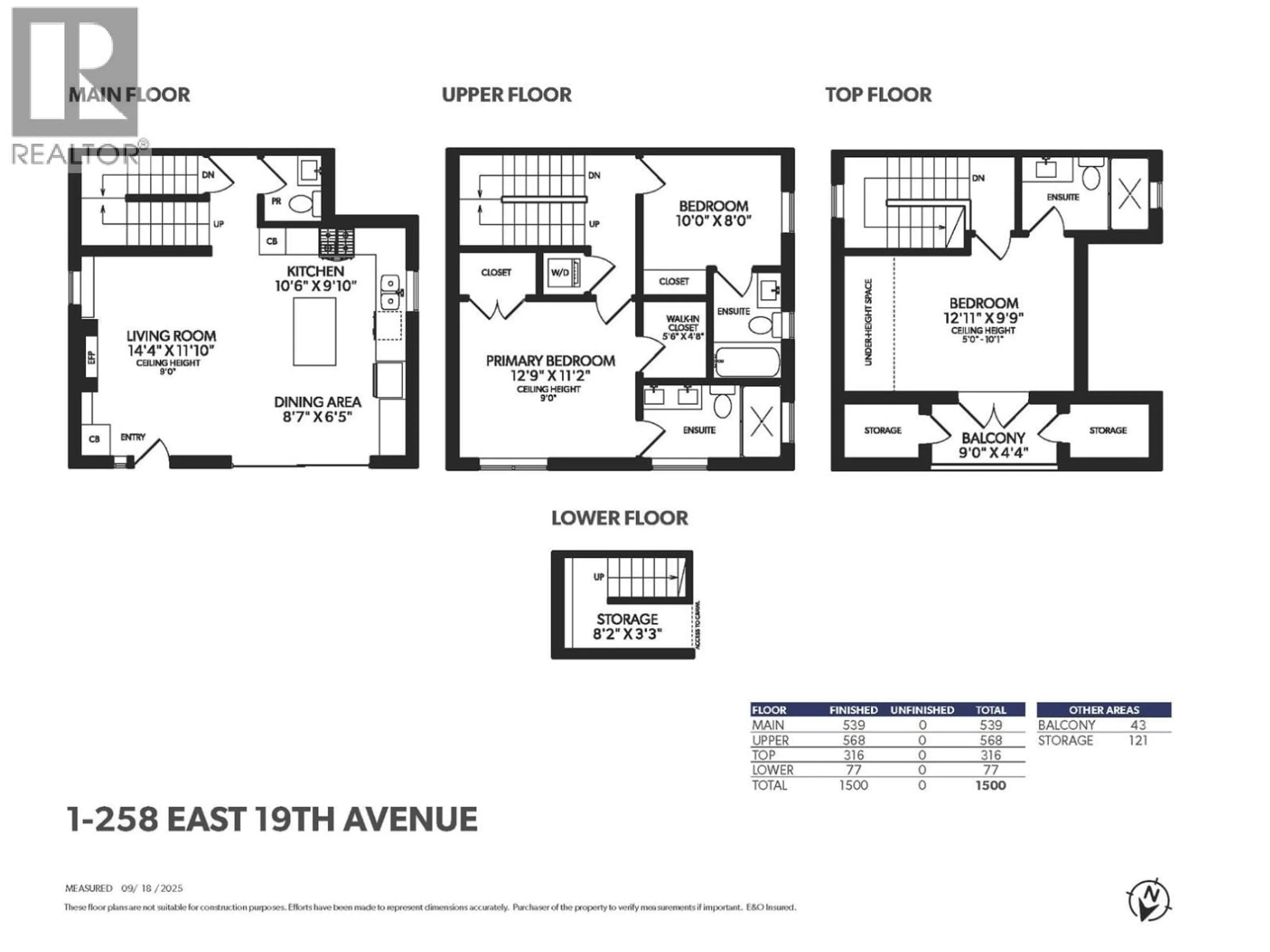 Floor plan for 1 - 258 19 AVENUE, Vancouver British Columbia V5V1J2