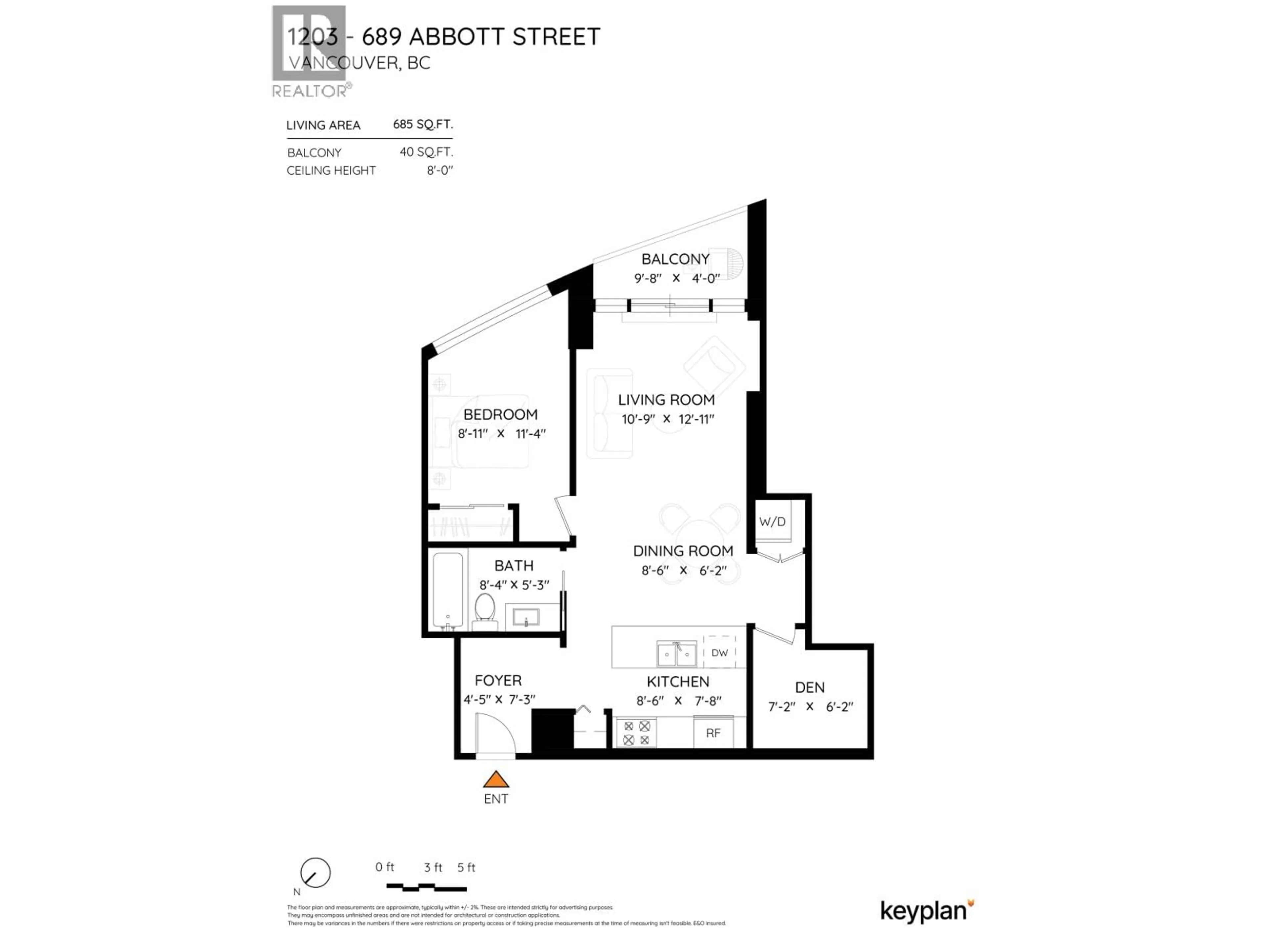 Floor plan for 1203 - 689 ABBOTT STREET, Vancouver British Columbia V6B0J2