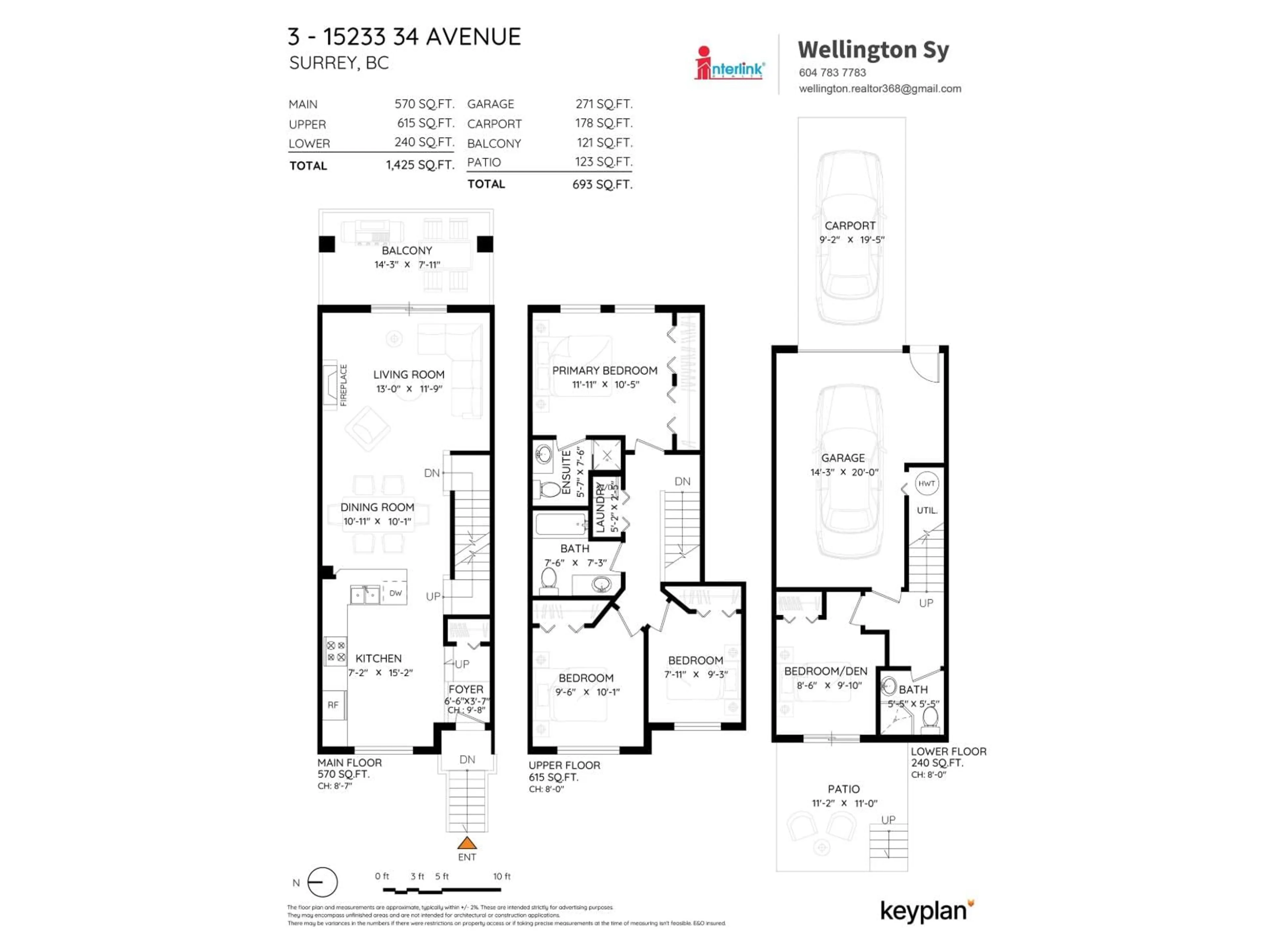Floor plan for 3 - 15233 34 AVENUE, Surrey British Columbia V3Z2T7