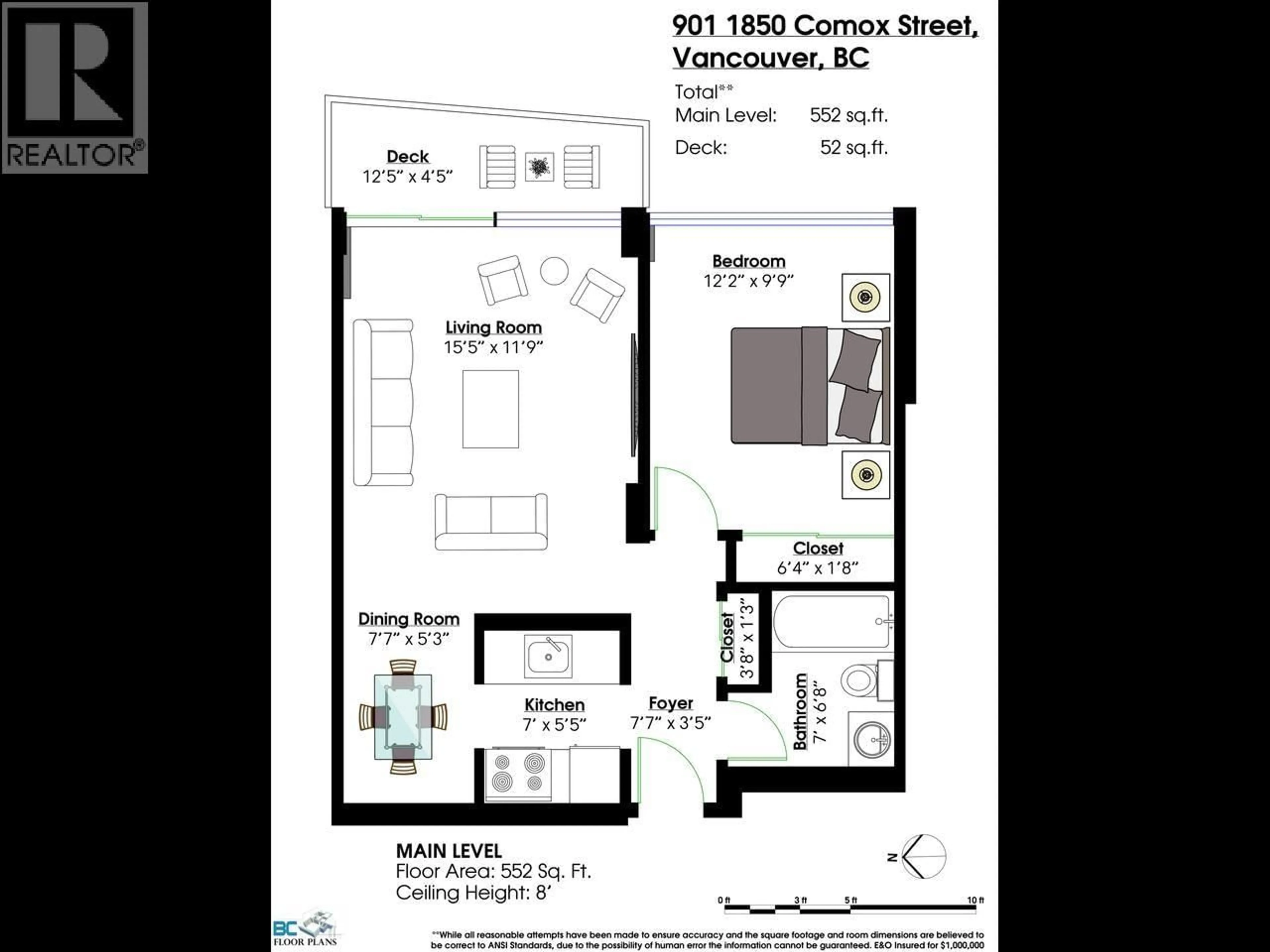 Floor plan for 901 - 1850 COMOX STREET, Vancouver British Columbia V6G1R3