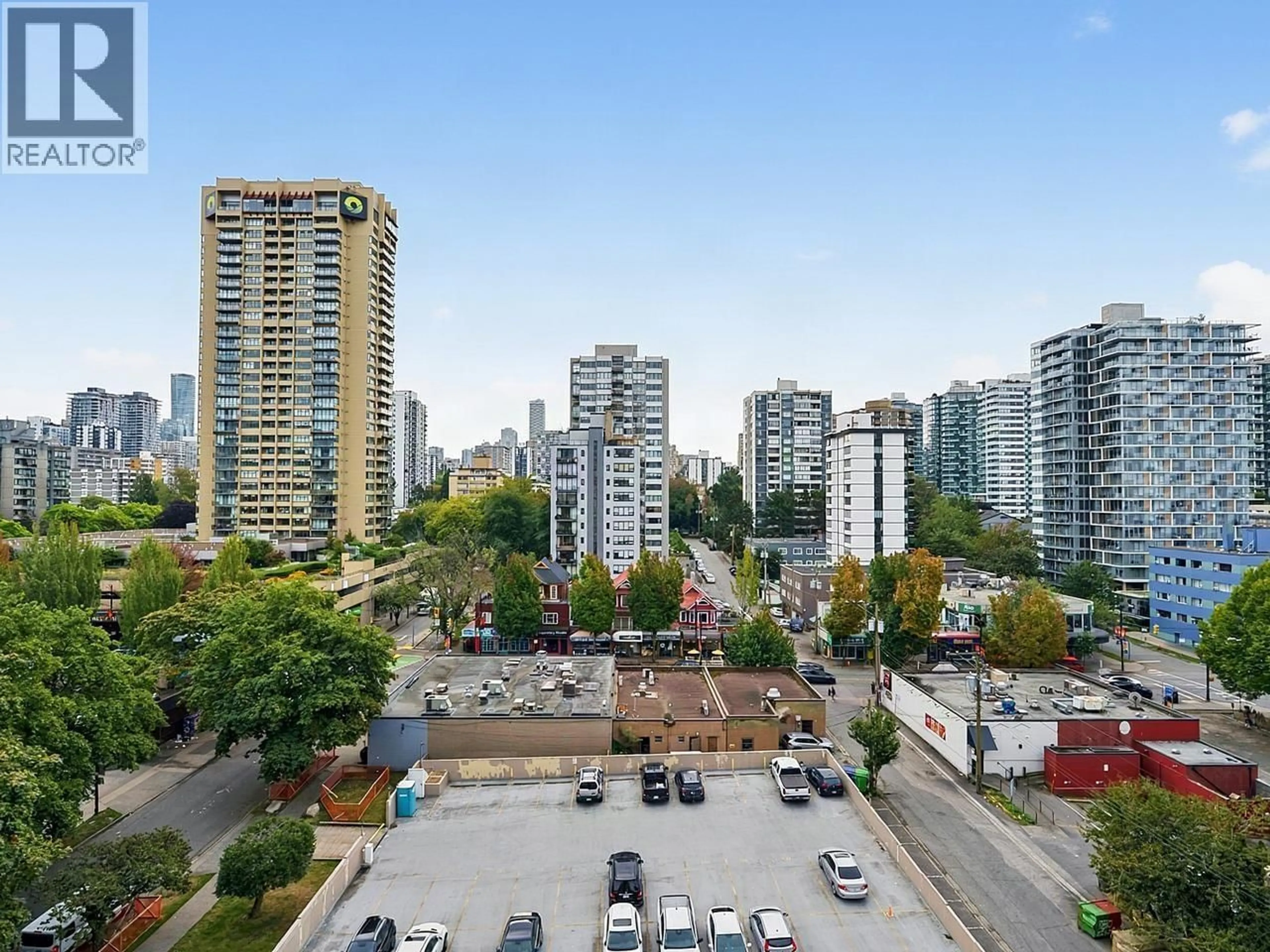 A pic from outside/outdoor area/front of a property/back of a property/a pic from drone, city buildings view from balcony for 901 - 1850 COMOX STREET, Vancouver British Columbia V6G1R3