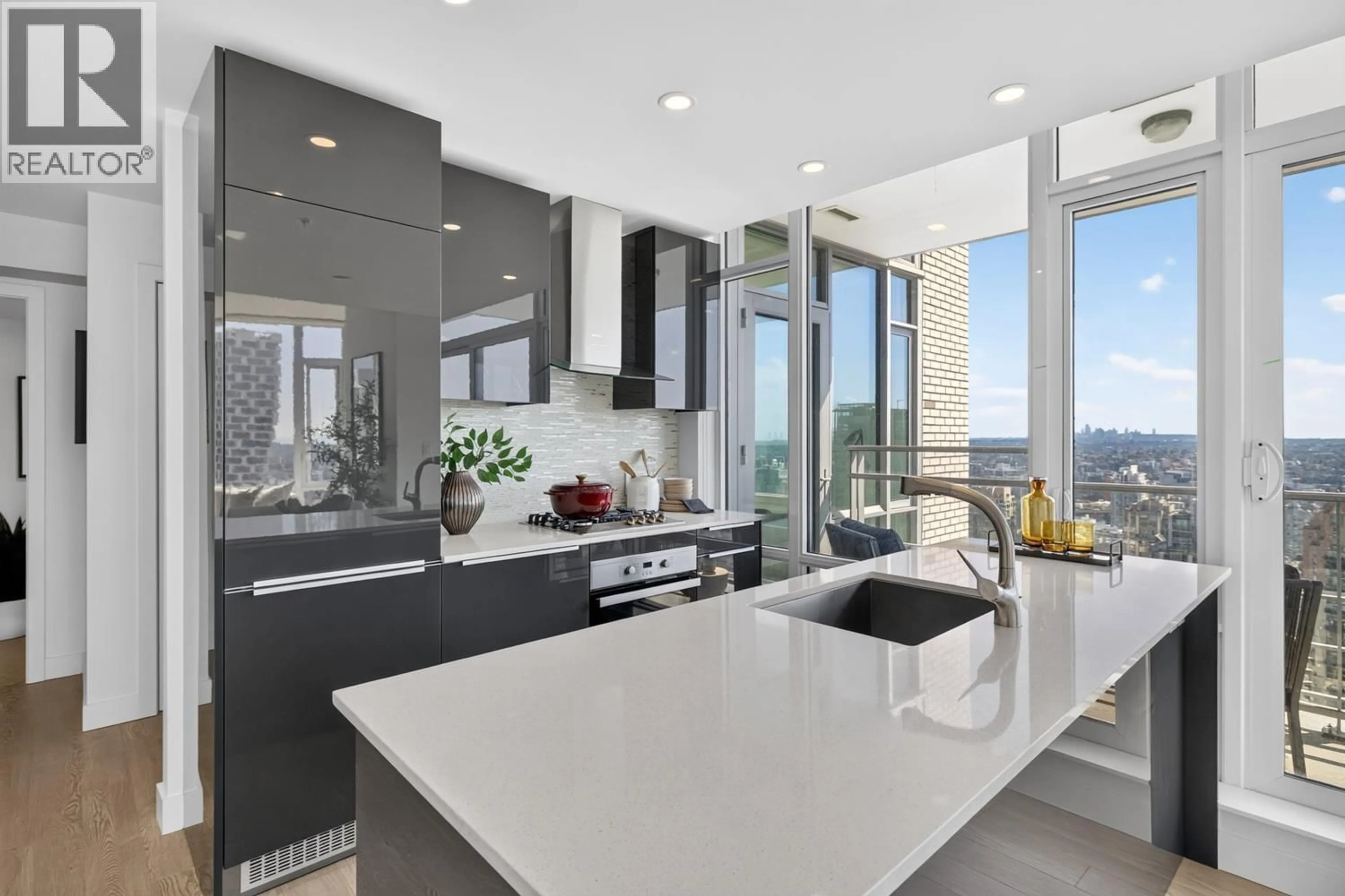 Contemporary kitchen, ceramic/tile floor for 4006 - 1283 HOWE STREET, Vancouver British Columbia V6Z0E3