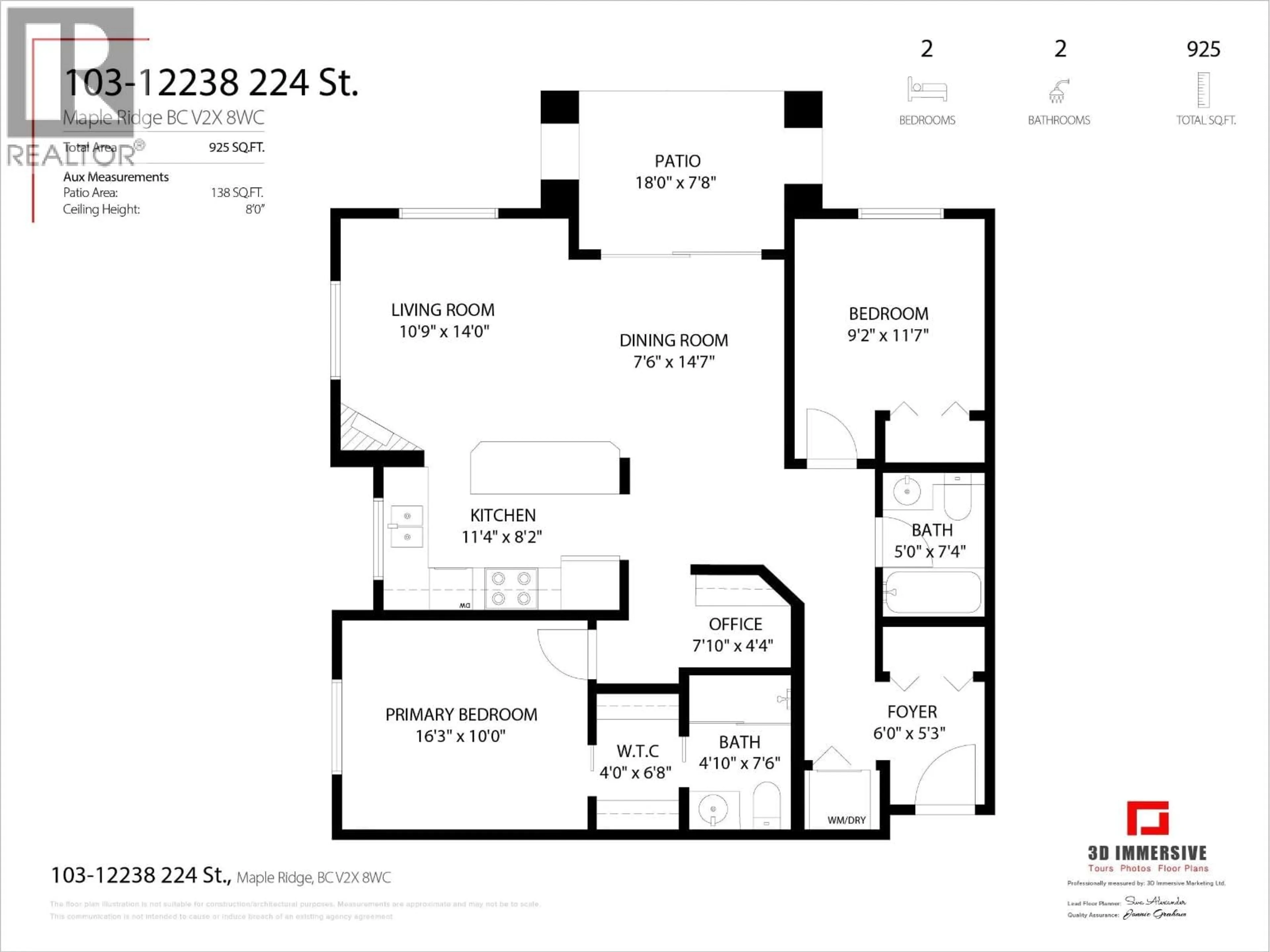 Floor plan for 103 - 12238 224 STREET, Maple Ridge British Columbia V2X8W5