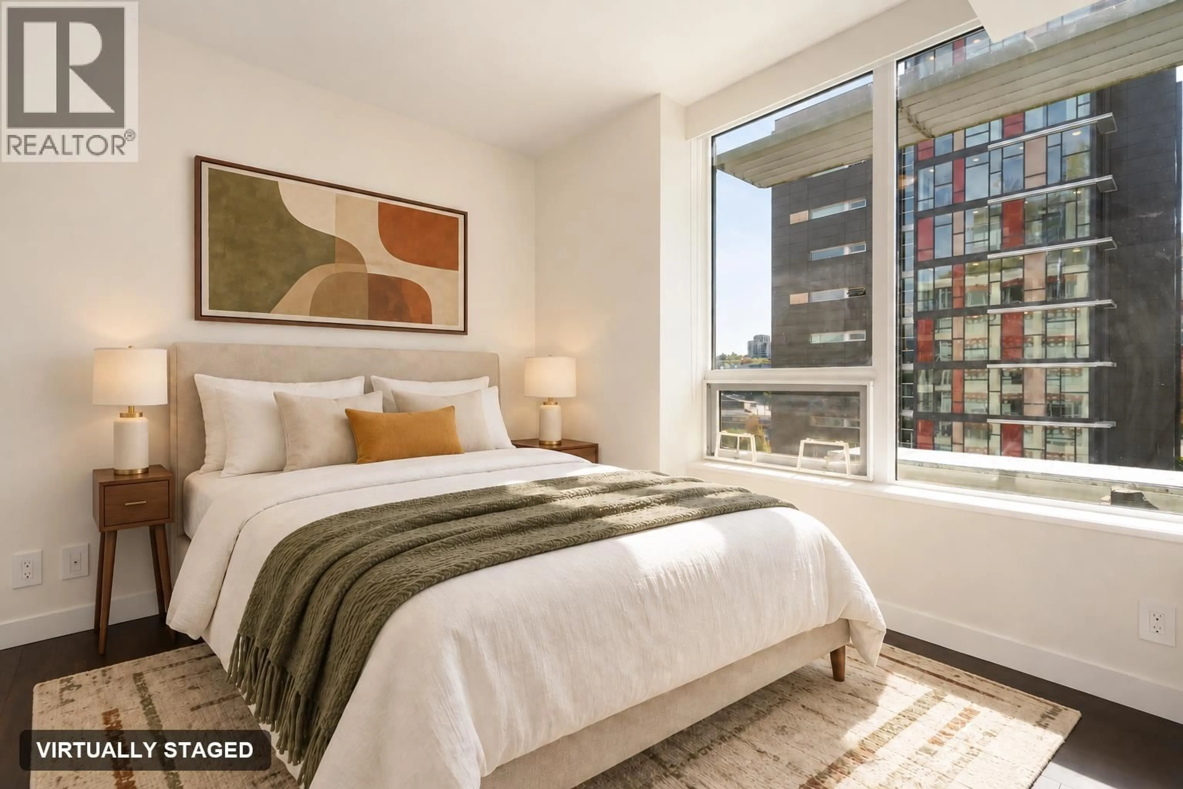 Bedroom with bed, carpet floor for 608 - 161 1ST AVENUE, Vancouver British Columbia V6A0G1