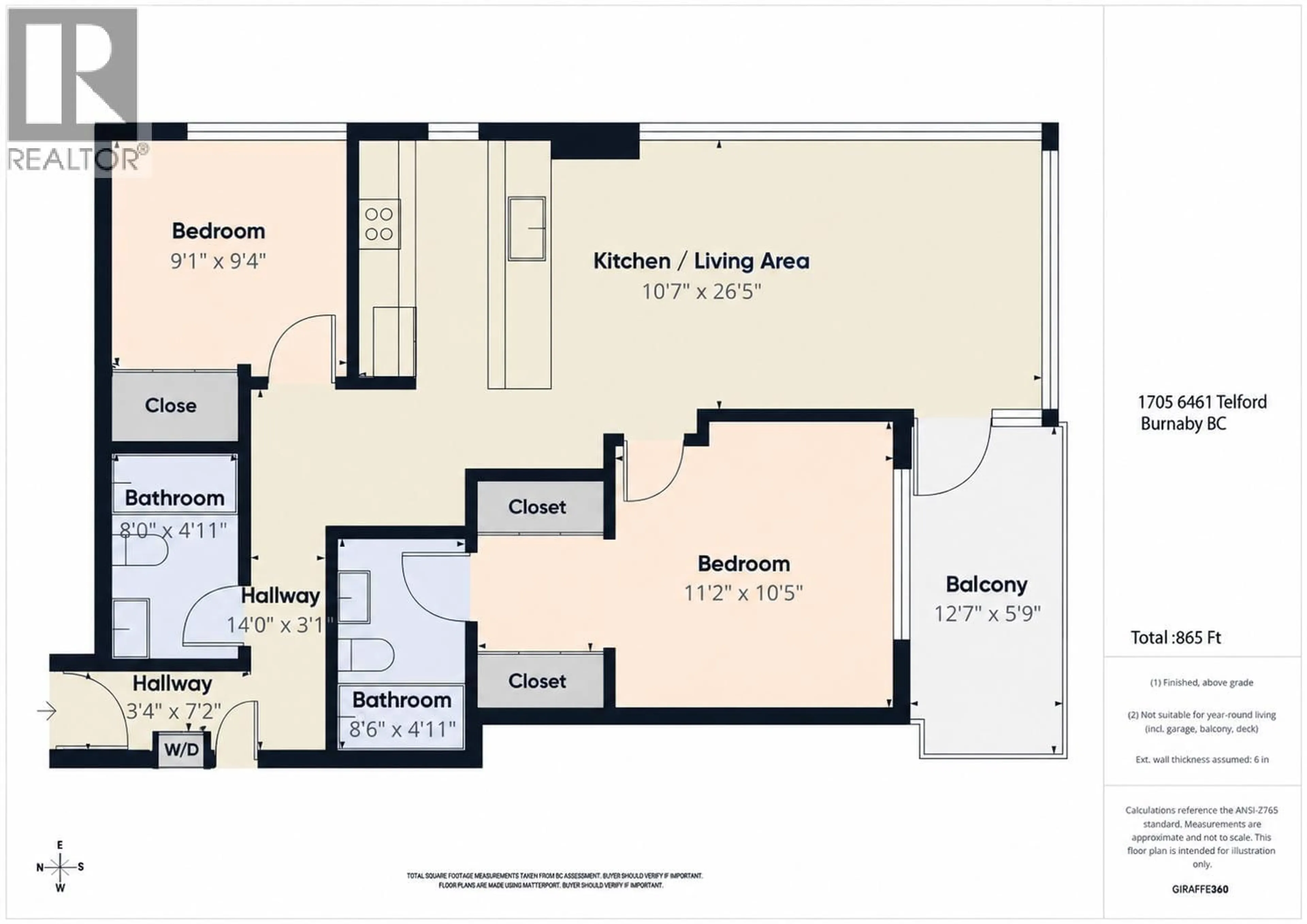Floor plan for 1705 - 6461 TELFORD AVENUE, Burnaby British Columbia V5H0B7