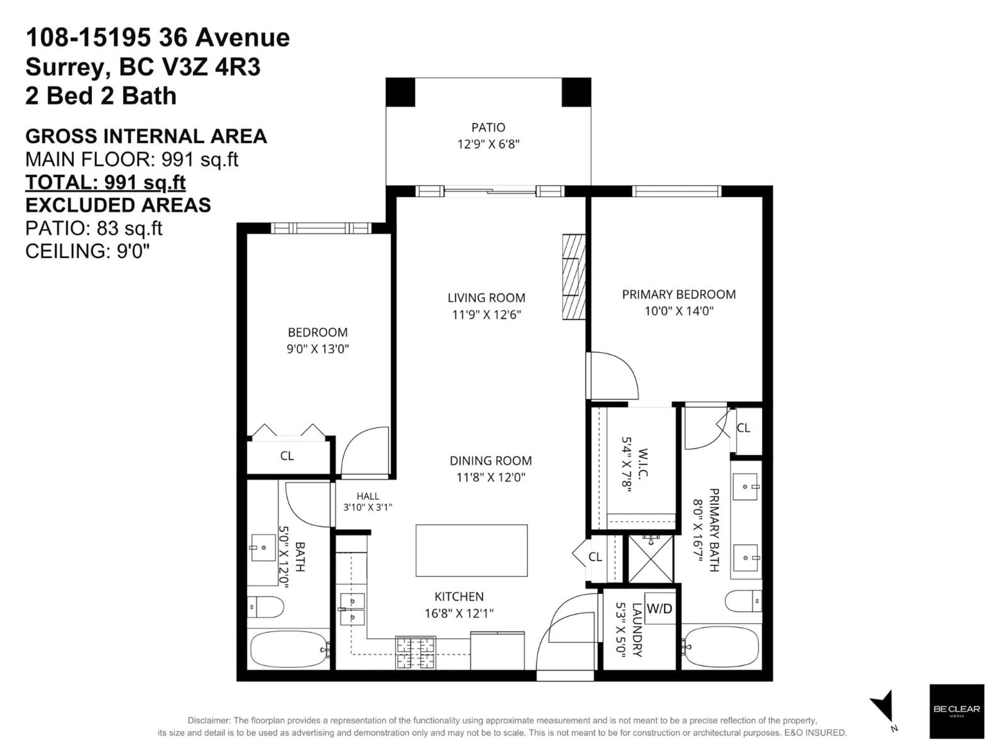Floor plan for 108 - 15195 36 AVENUE, Surrey British Columbia V3Z4R3