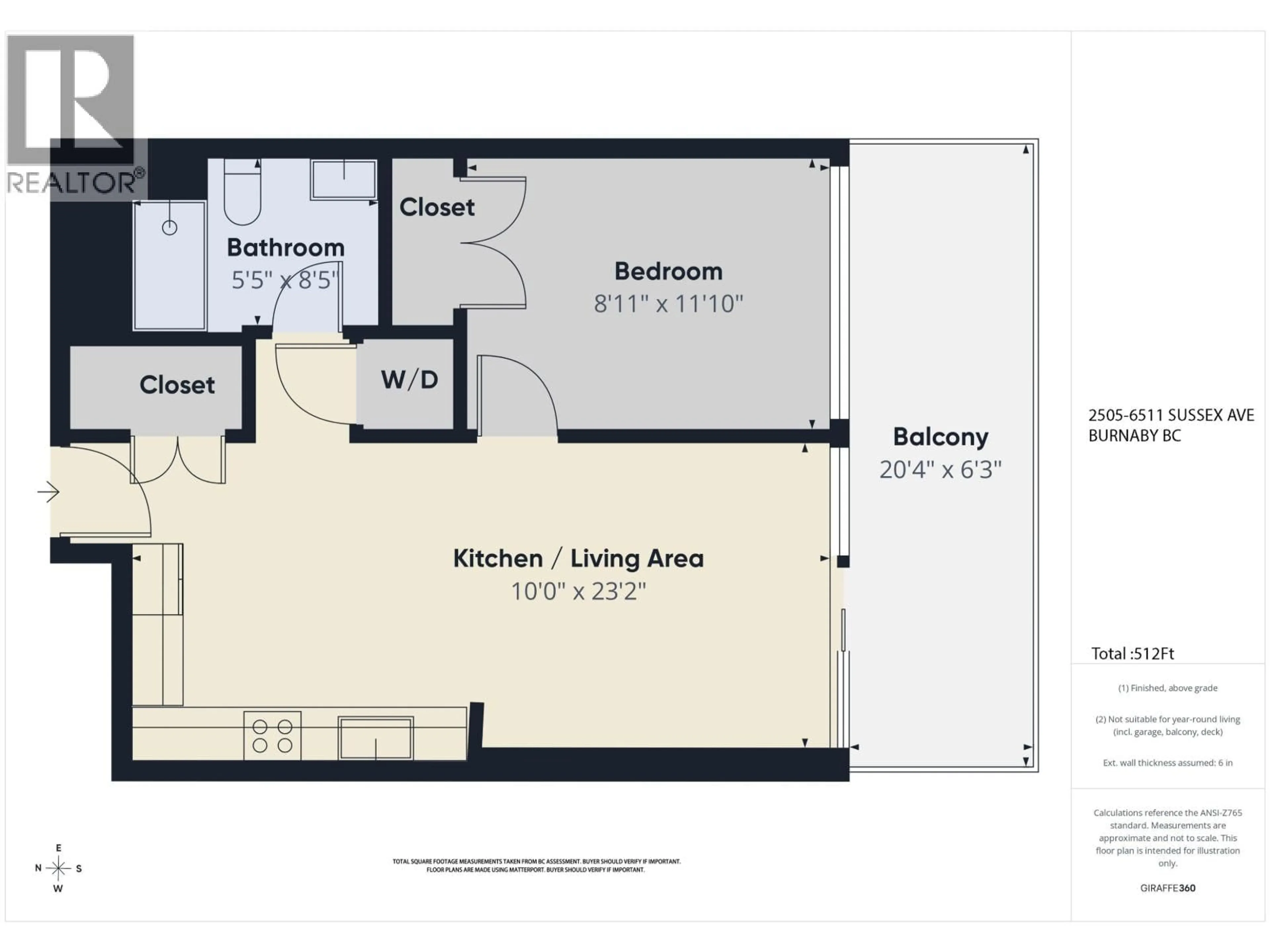 Floor plan for 2505 - 6511 SUSSEX AVENUE, Burnaby British Columbia V5H0K5