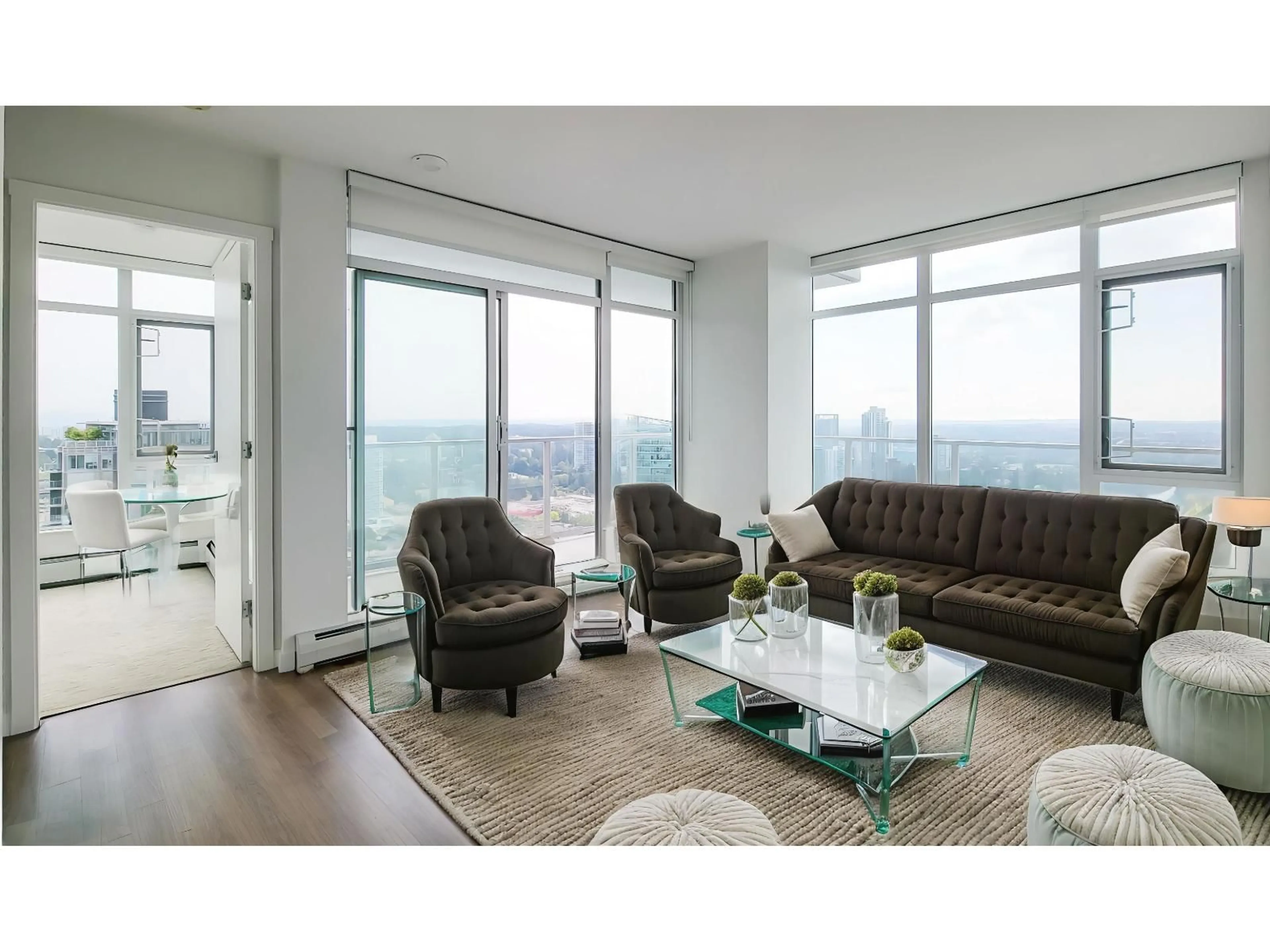 Living room with furniture, wood/laminate floor for 3608 - 13350 CENTRAL AVENUE, Surrey British Columbia V3T0S1