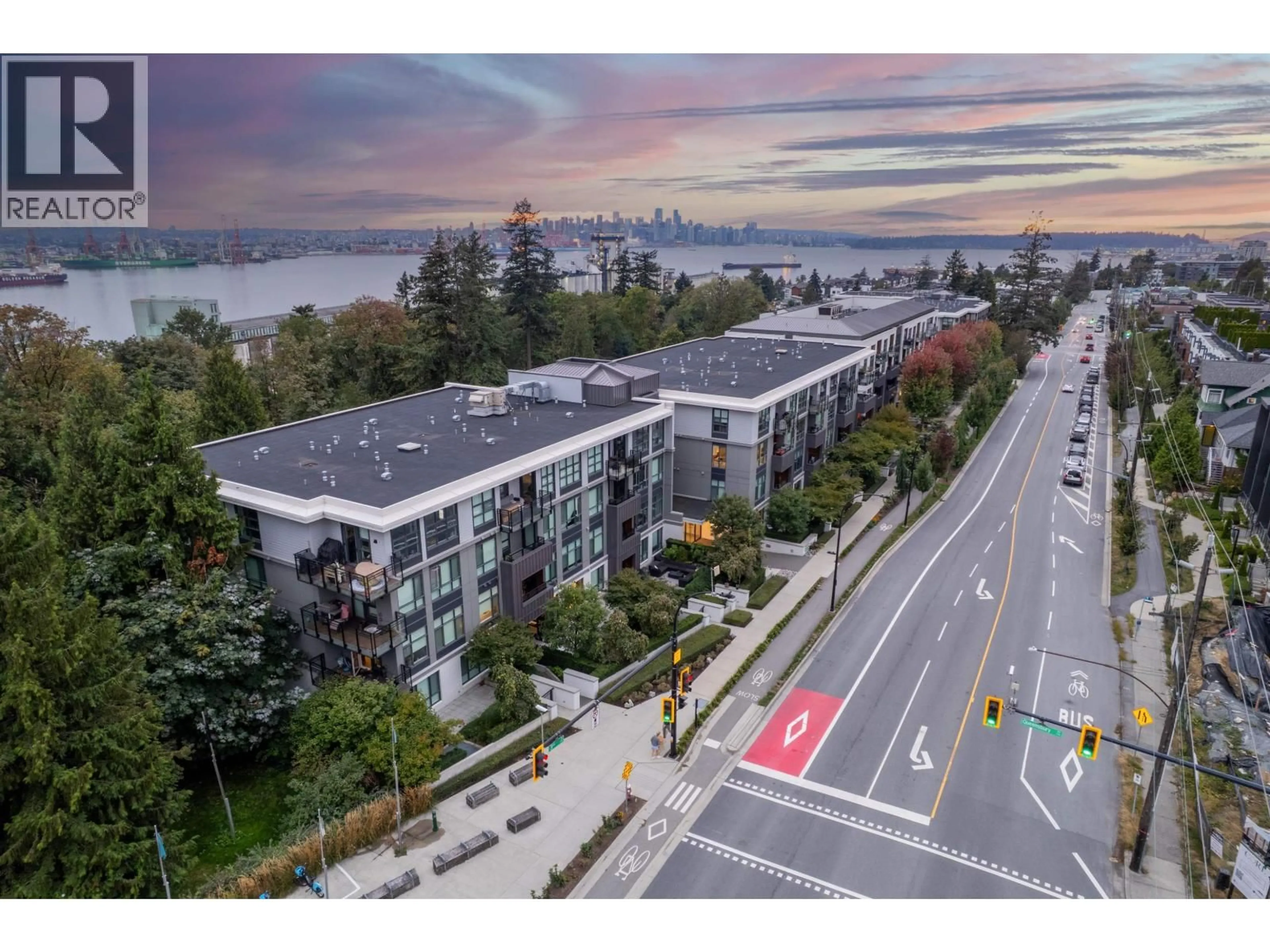 A pic from outside/outdoor area/front of a property/back of a property/a pic from drone, water/lake/river/ocean view for 308 - 747 3RD STREET, North Vancouver British Columbia V7L1G8