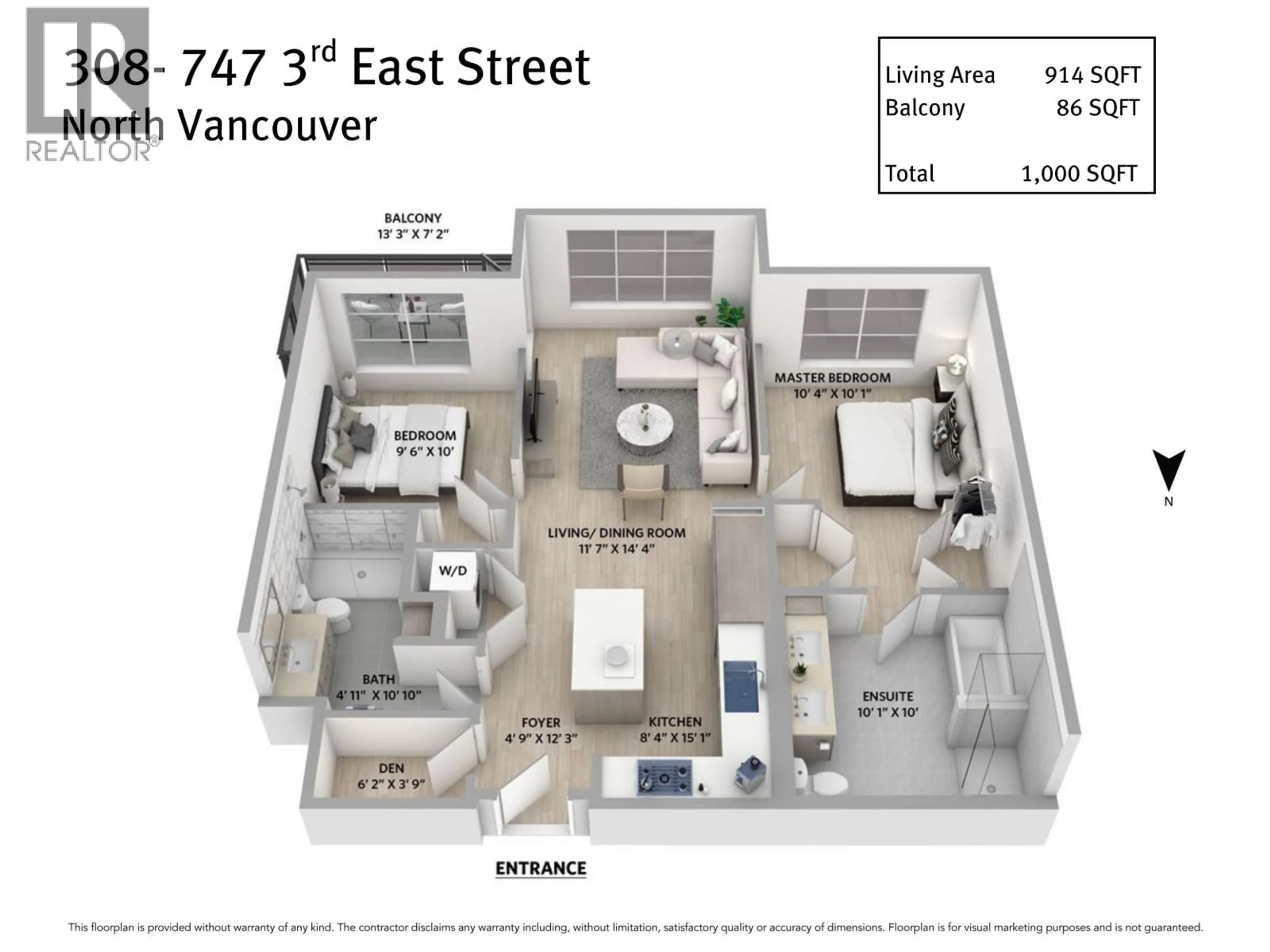 Floor plan for 308 - 747 3RD STREET, North Vancouver British Columbia V7L1G8