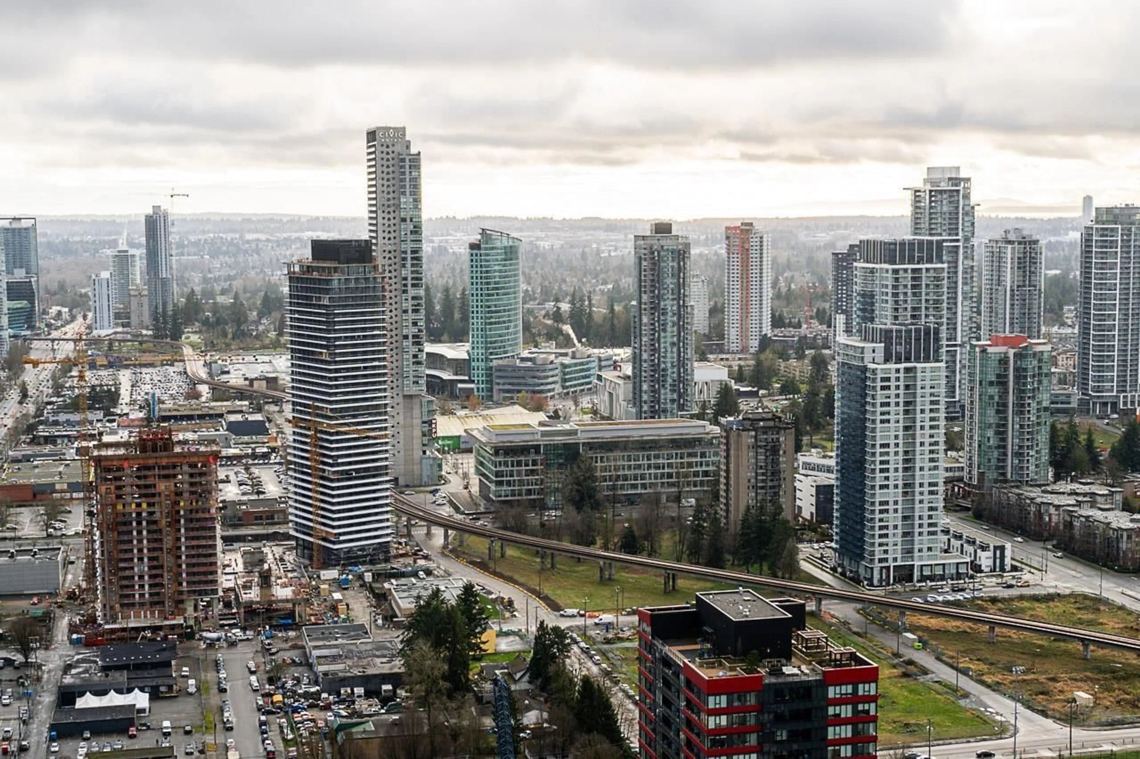 A pic from outside/outdoor area/front of a property/back of a property/a pic from drone, city buildings view from balcony for 4205 - 10750 135A STREET, Surrey British Columbia V3T4E2