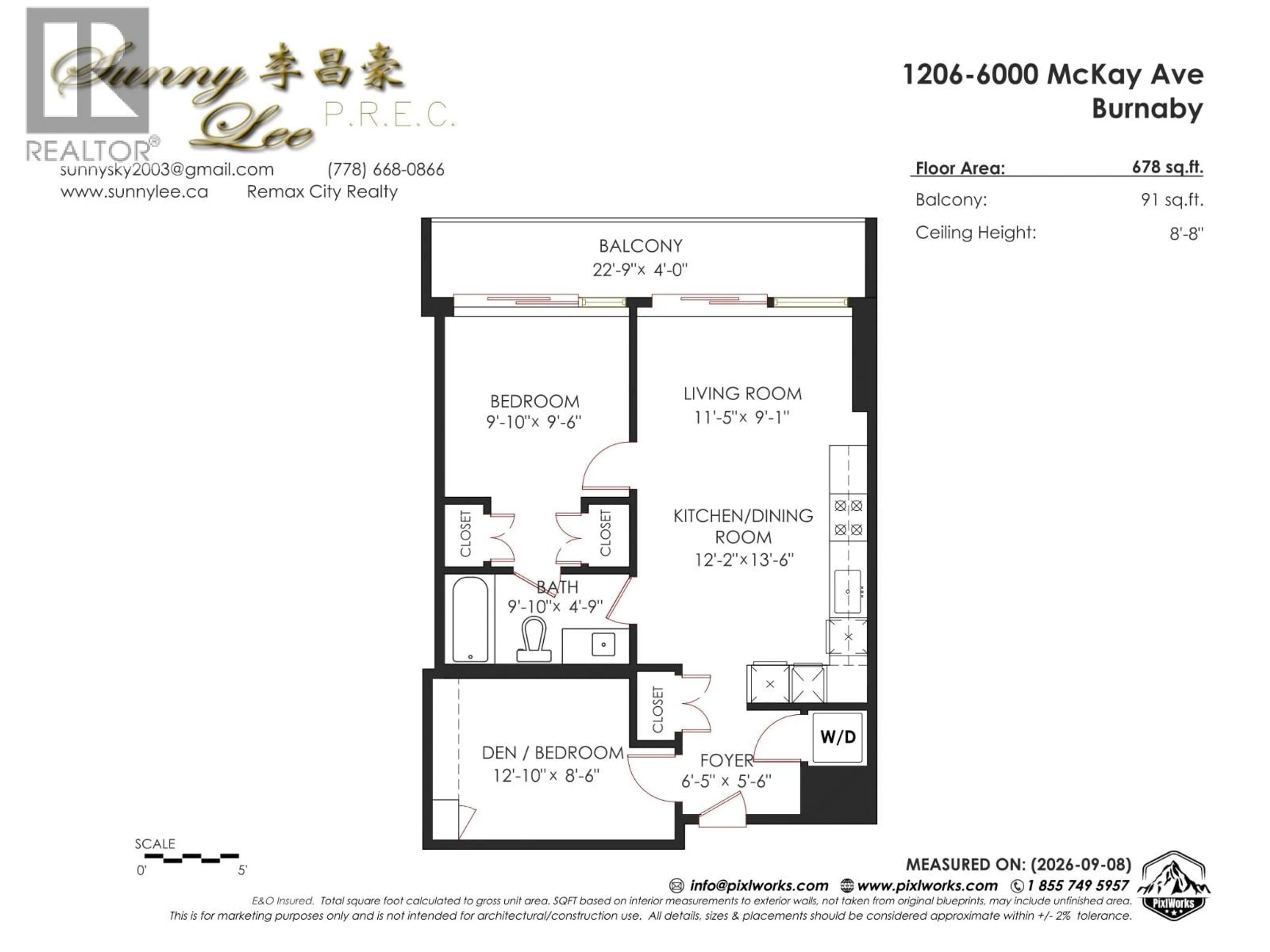 Floor plan for 1206 - 6000 MCKAY AVENUE, Burnaby British Columbia V5H0K2