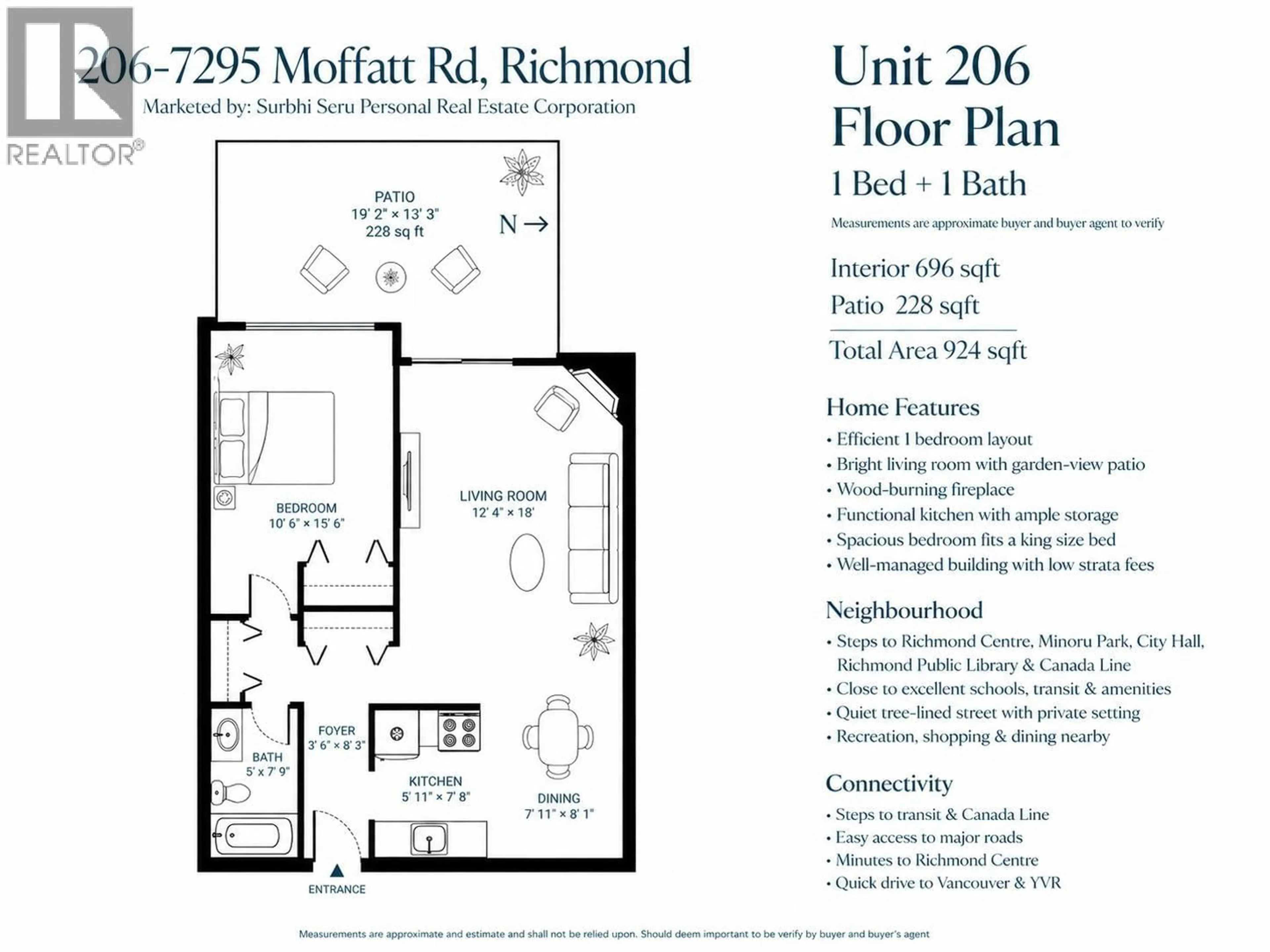 Floor plan for 206 - 7295 MOFFATT ROAD, Richmond British Columbia V6Y3E5