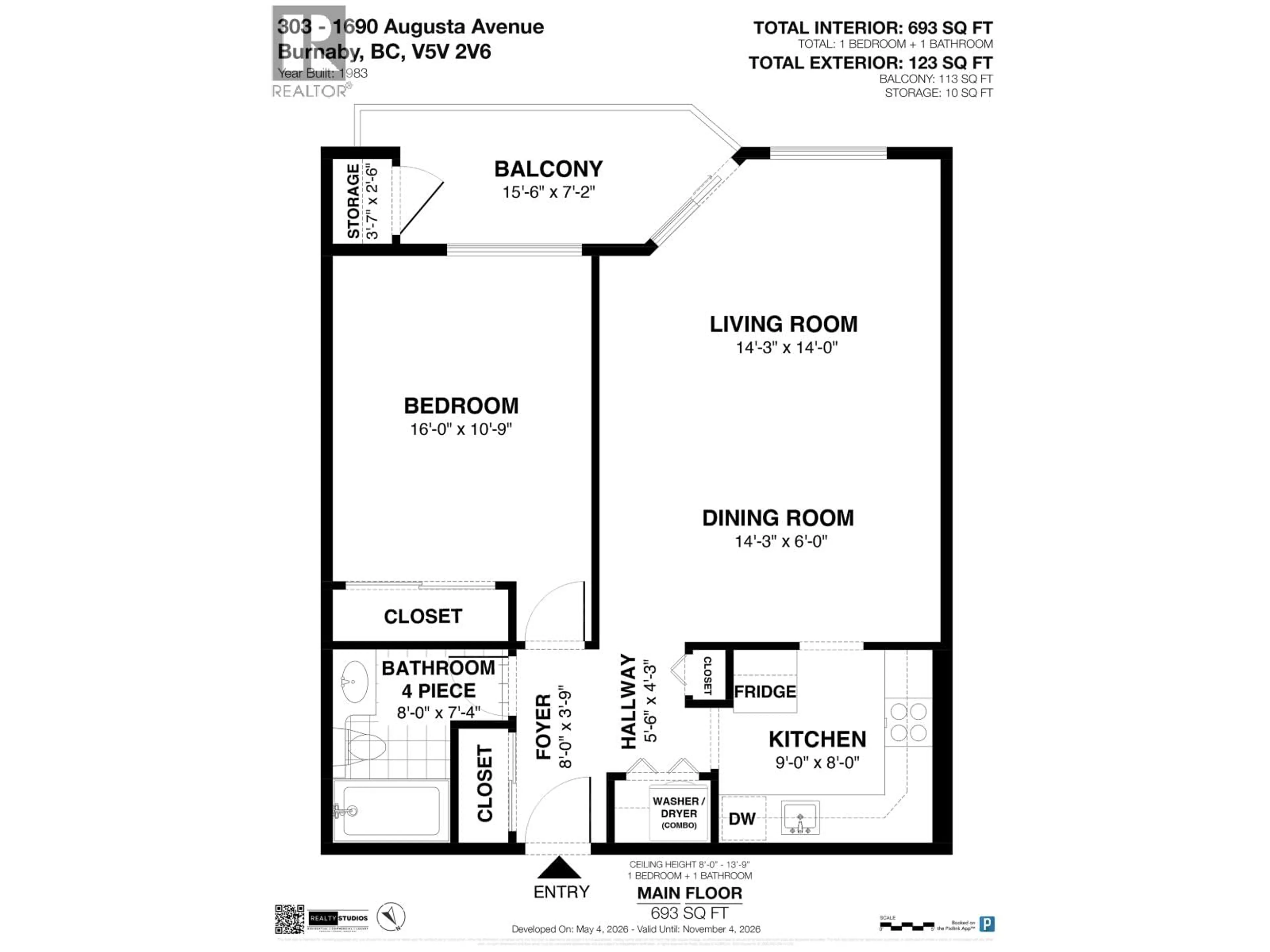 Floor plan for 303 - 1690 AUGUSTA AVENUE, Burnaby British Columbia V5A2V6