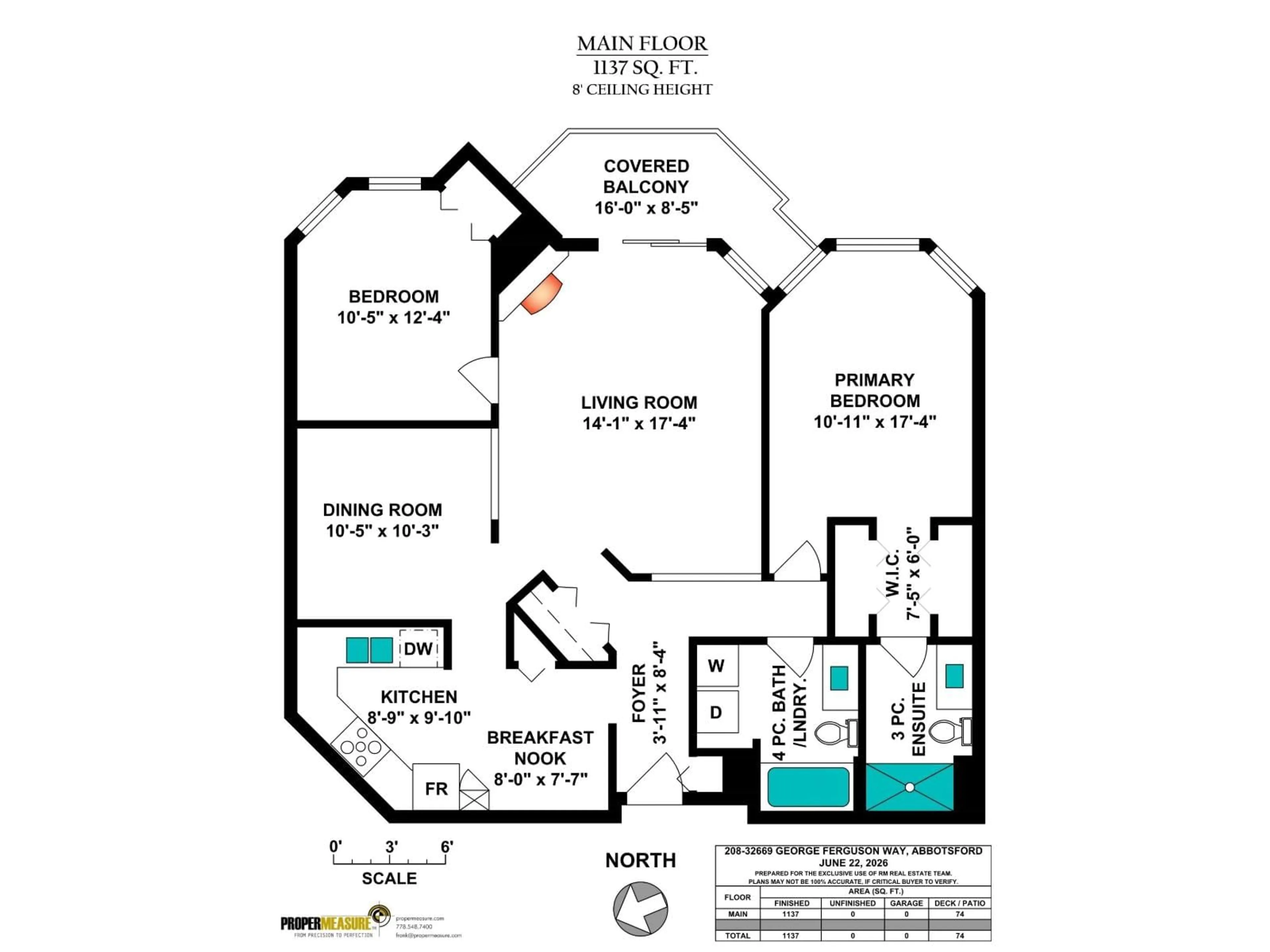 Floor plan for 208 - 32669 GEORGE FERGUSON WAY, Abbotsford British Columbia V2T4E4