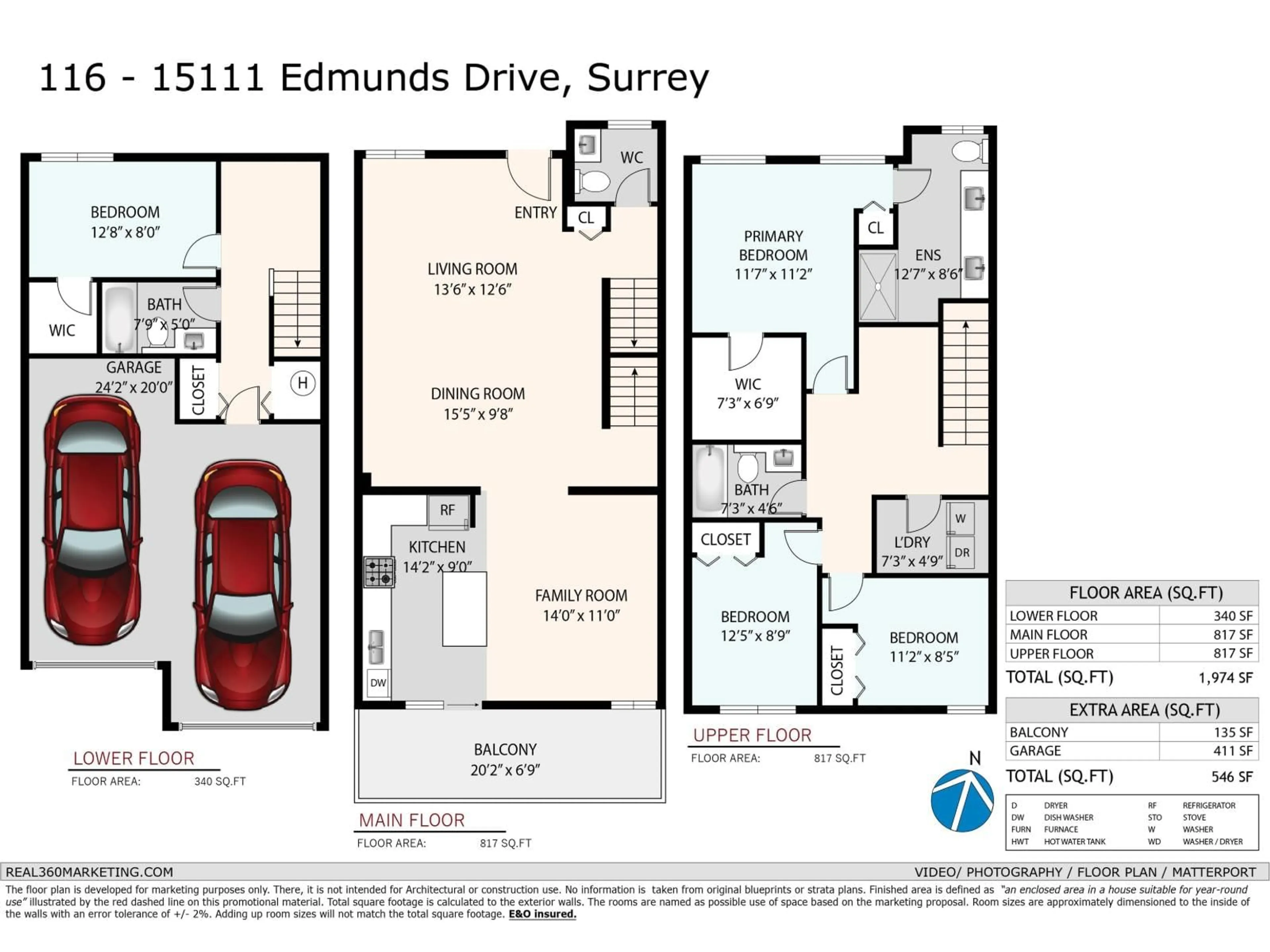 Floor plan for 116 - 15111 EDMUND DRIVE, Surrey British Columbia V3S0A5