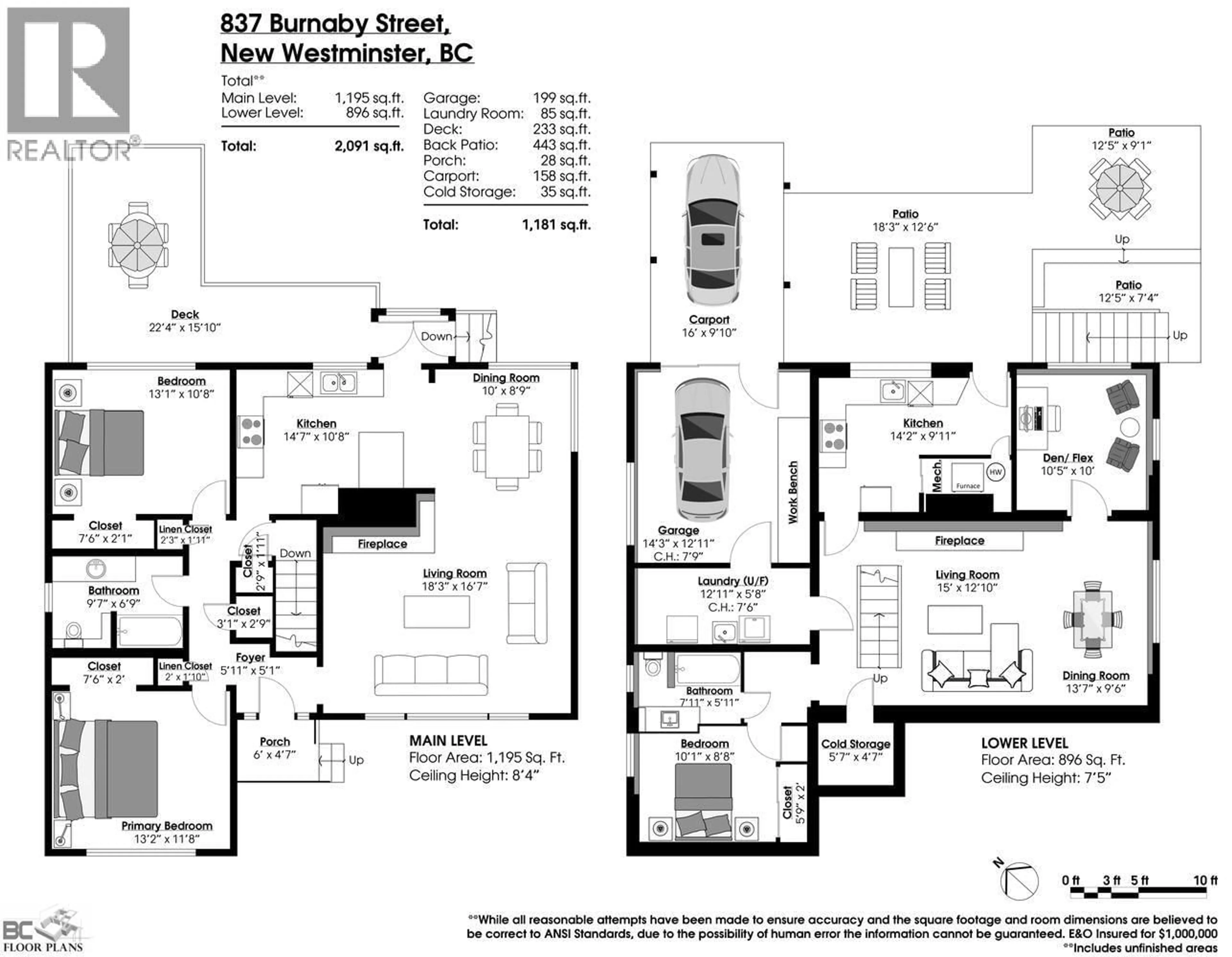 Floor plan for 837 BURNABY STREET, New Westminster British Columbia V3L4V8