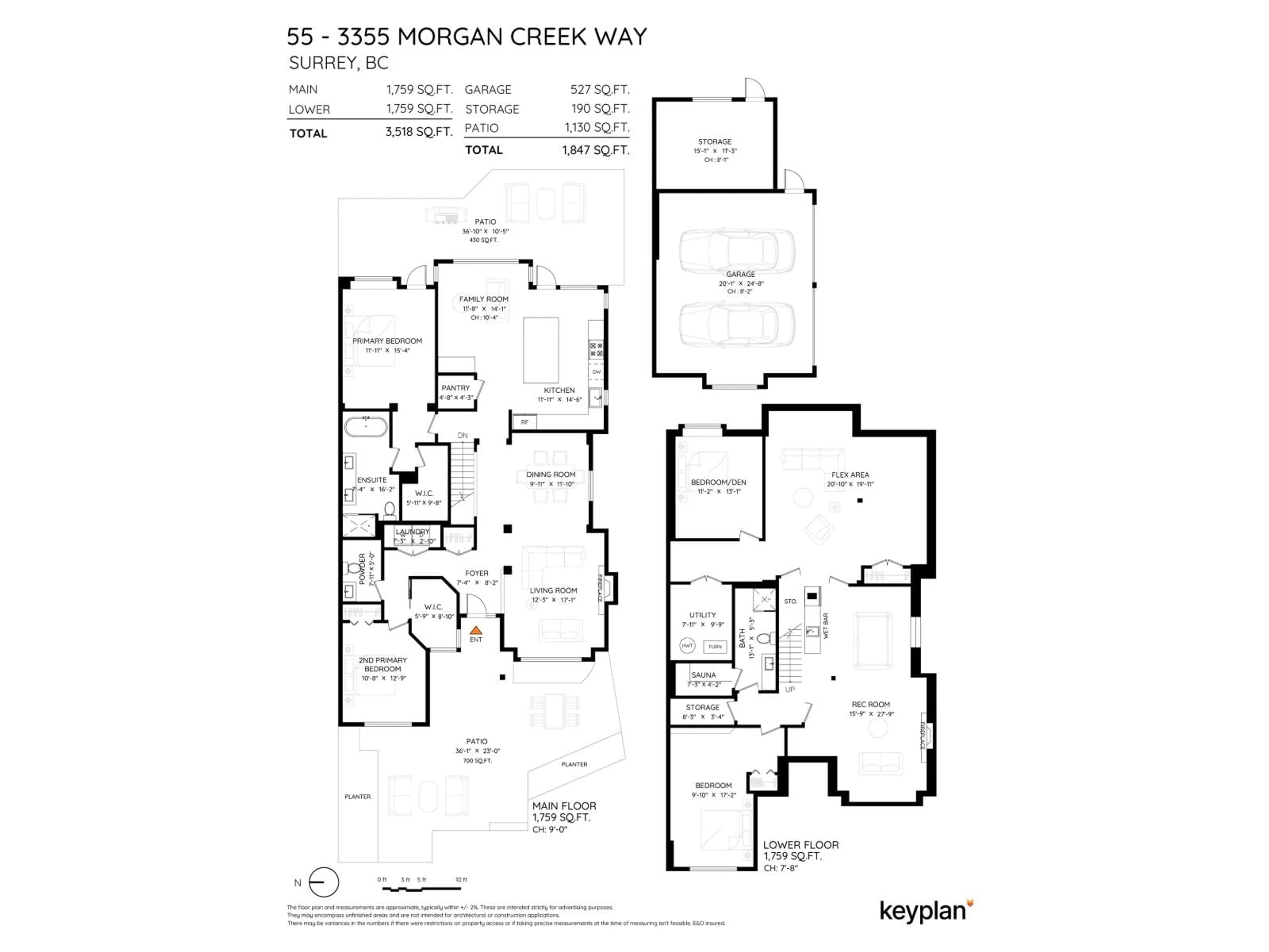 Floor plan for 55 - 3355 MORGAN CREEK WAY, Surrey British Columbia V3S0J9