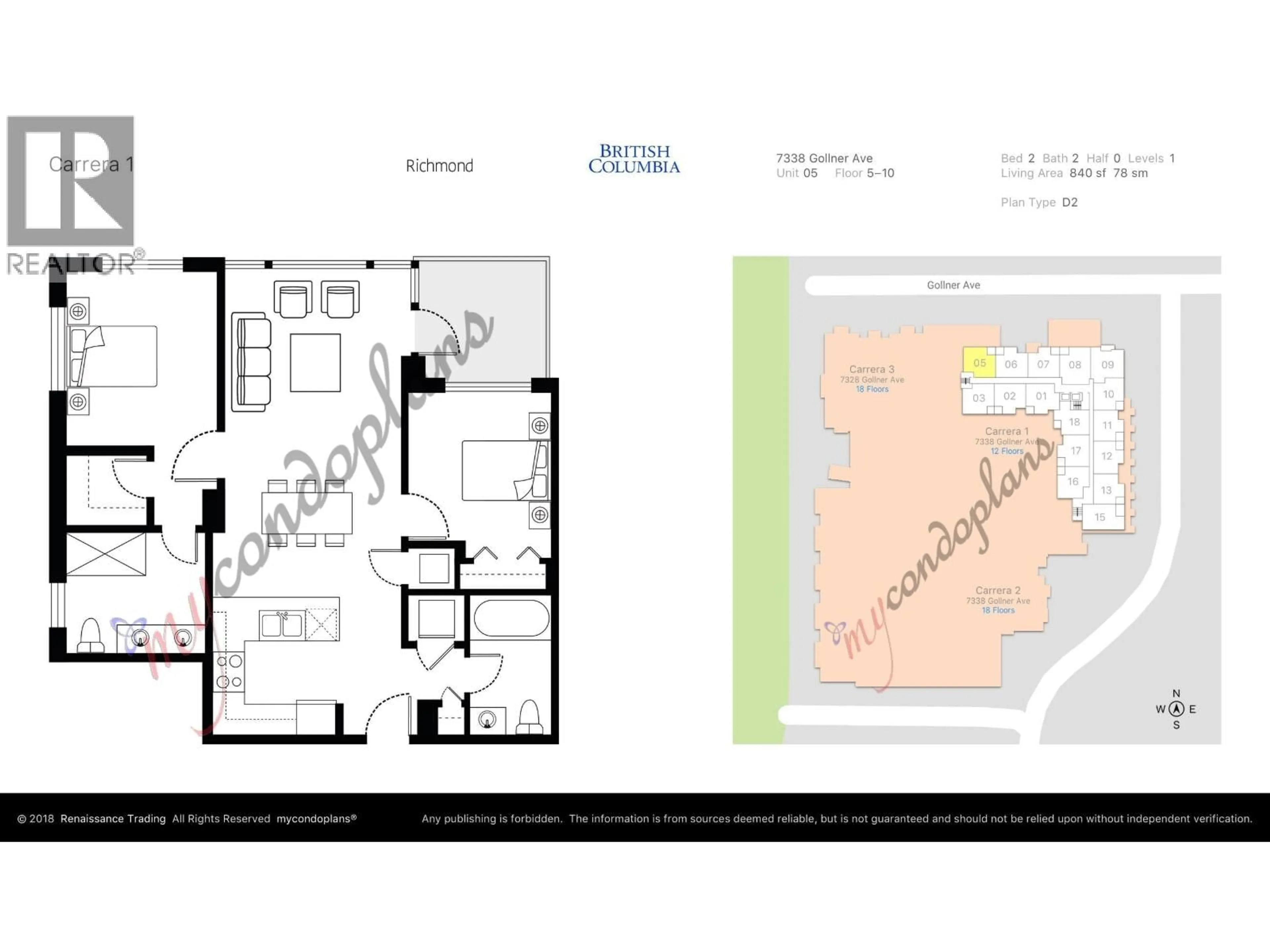 Floor plan for 1015 - 7338 GOLLNER AVENUE, Richmond British Columbia V6Y1Y4