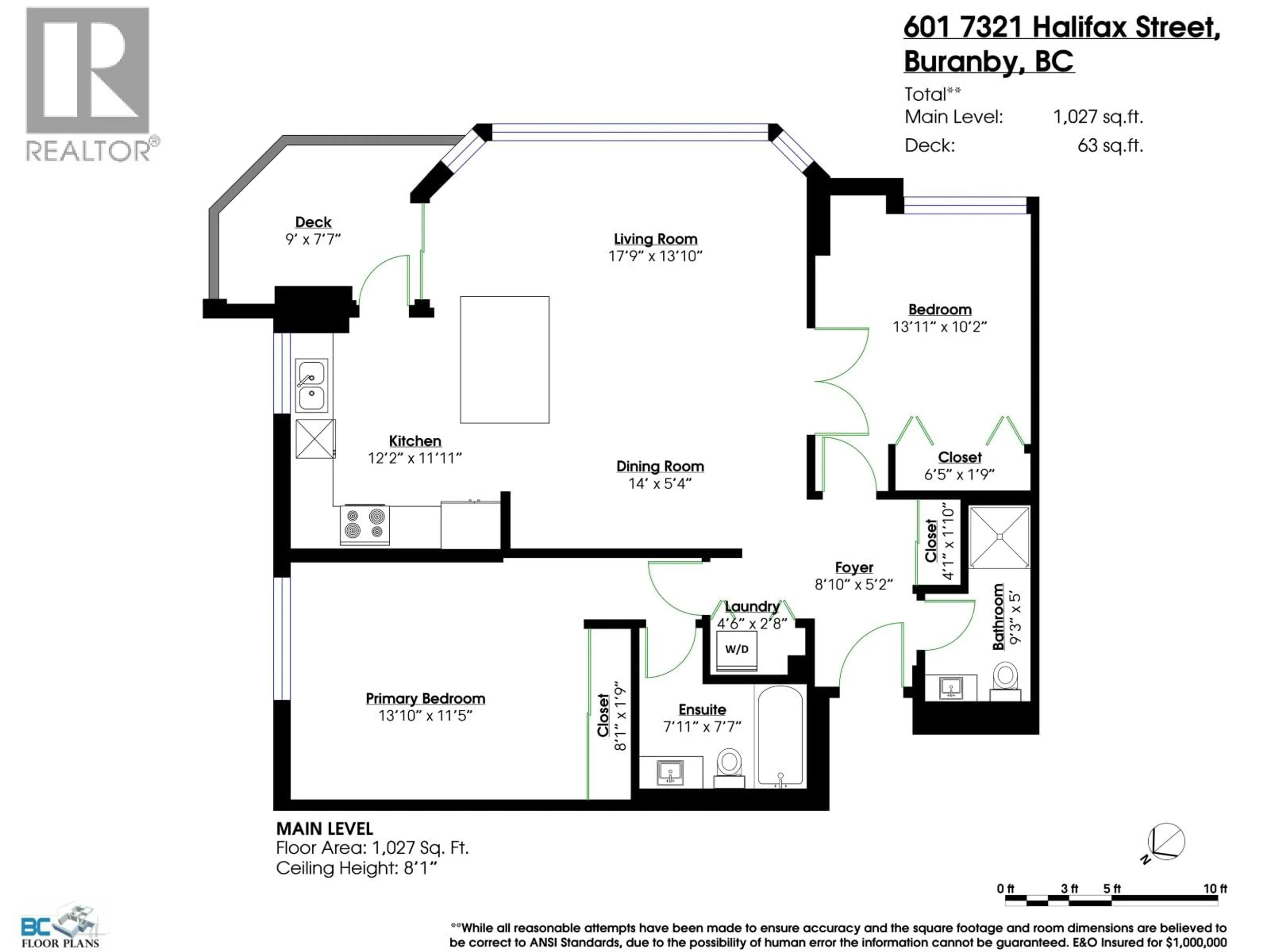 Floor plan for 601 - 7321 HALIFAX STREET, Burnaby British Columbia V5A4R5