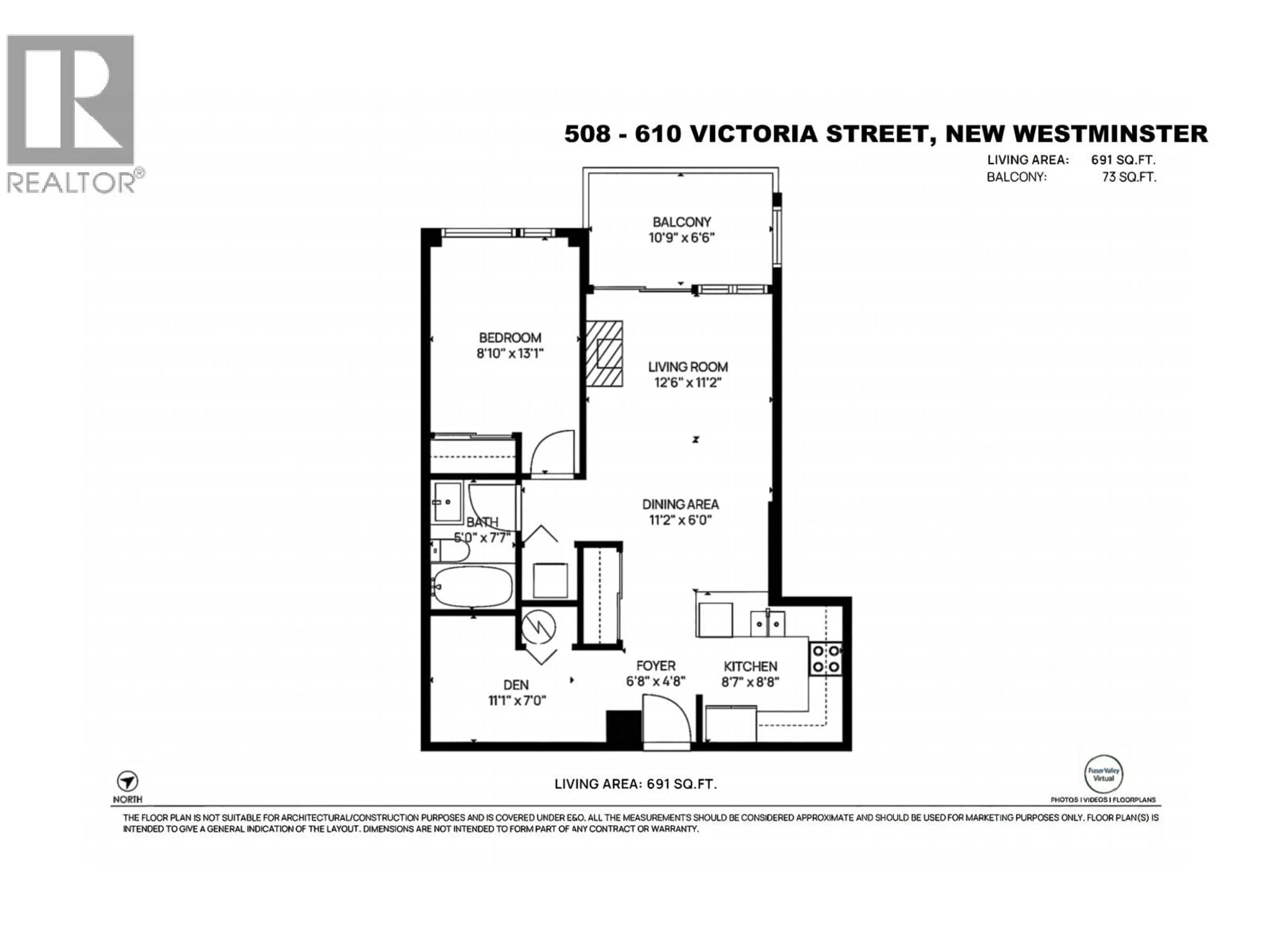 Floor plan for 508 - 610 VICTORIA STREET, New Westminster British Columbia V3M0A5