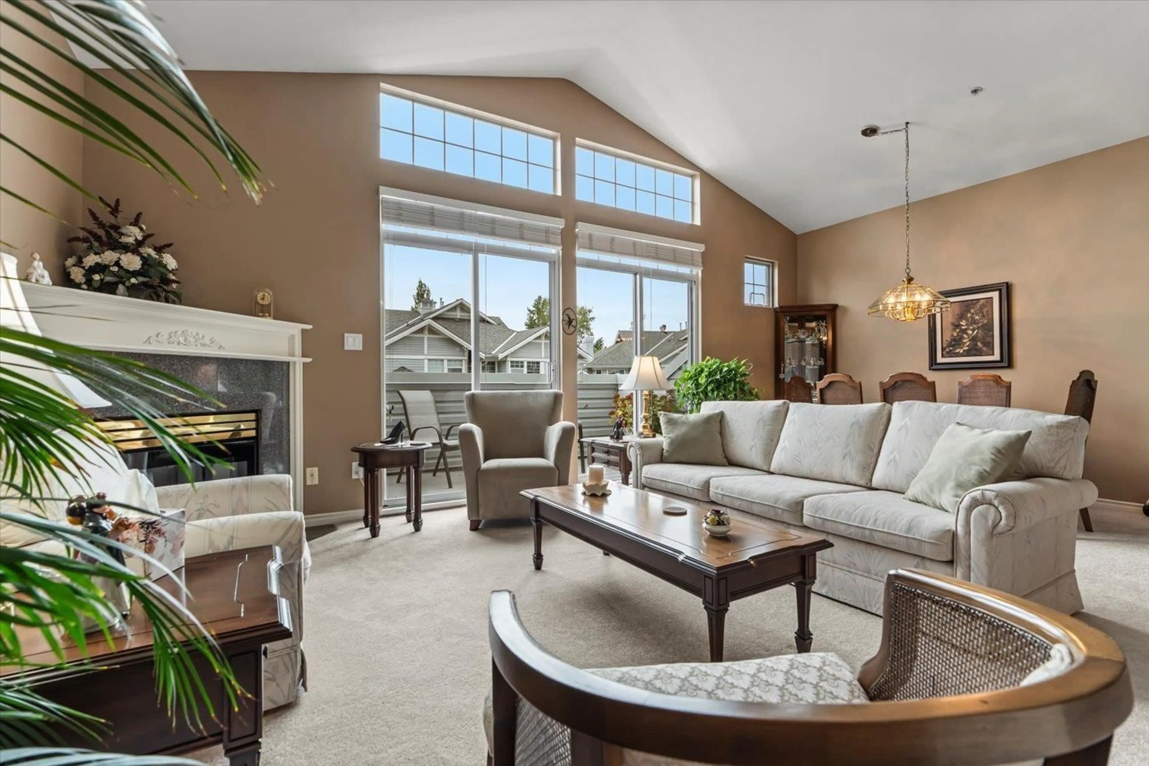 Living room with furniture, ceramic/tile floor for 46 - 5708 208 STREET, Langley British Columbia V3A8L4
