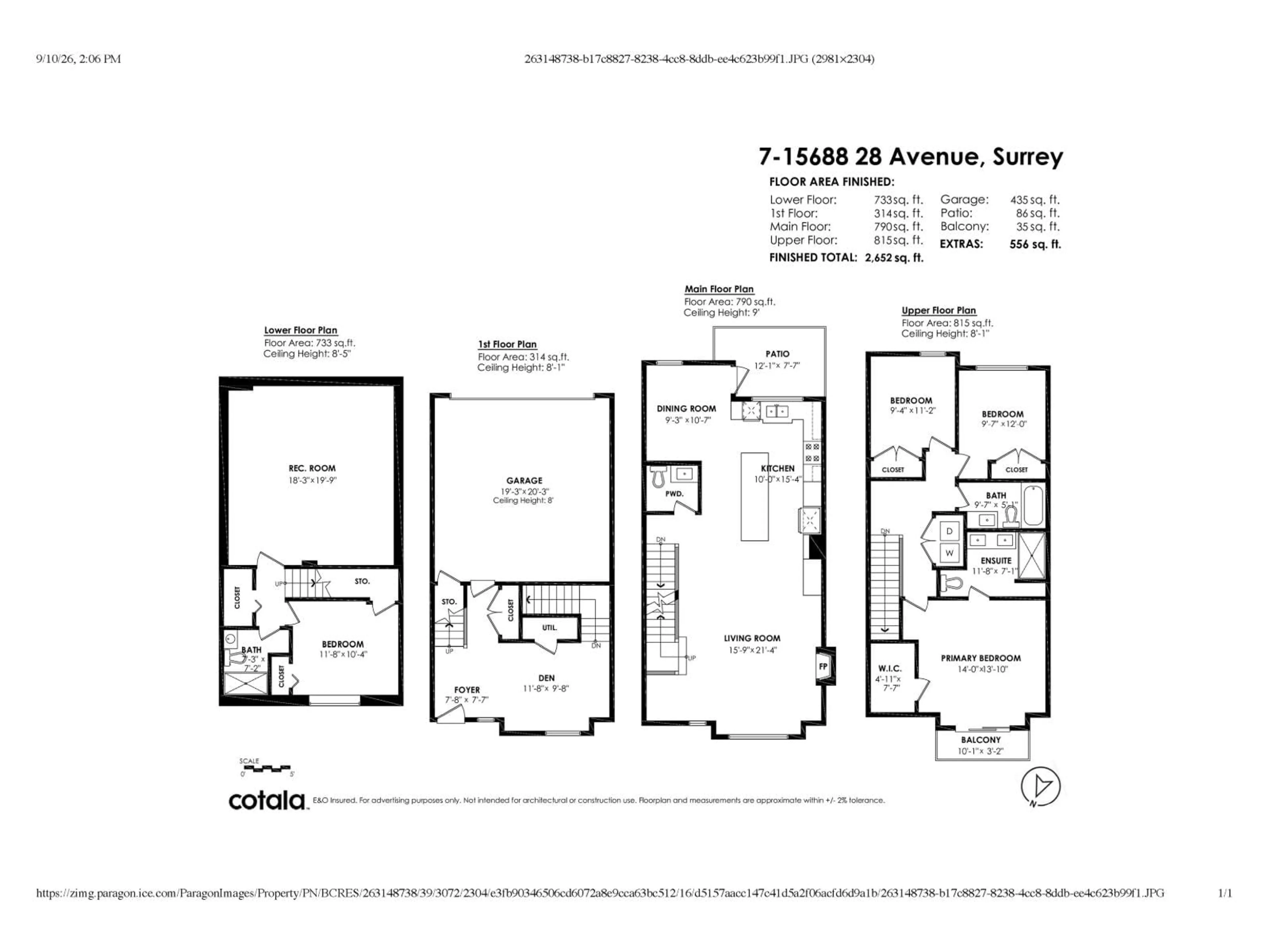 Floor plan for 7 - 15688 28 AVENUE, Surrey British Columbia V3Z0N1