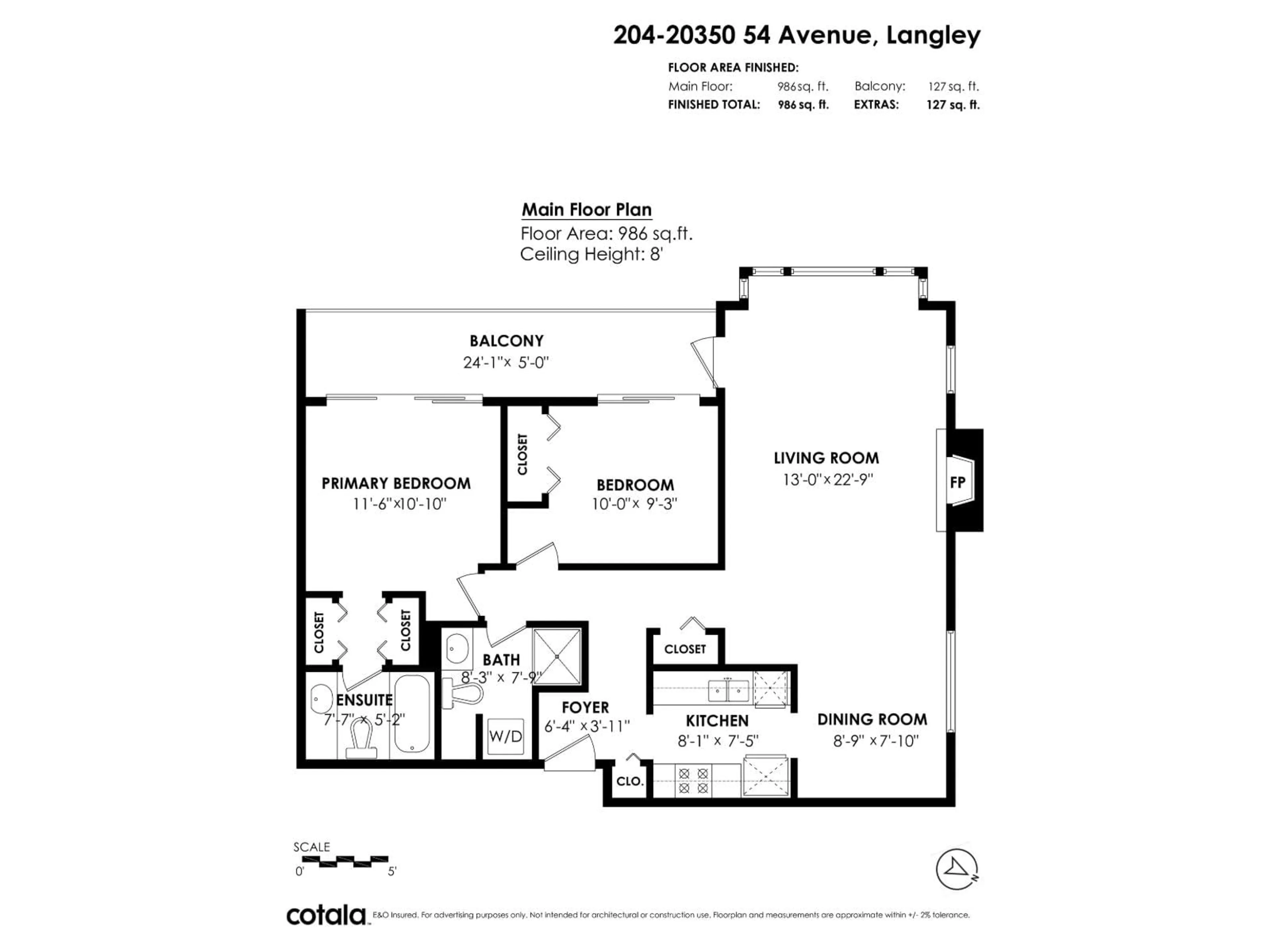 Floor plan for 204 - 20350 54 AVENUE, Langley British Columbia V3A8J4