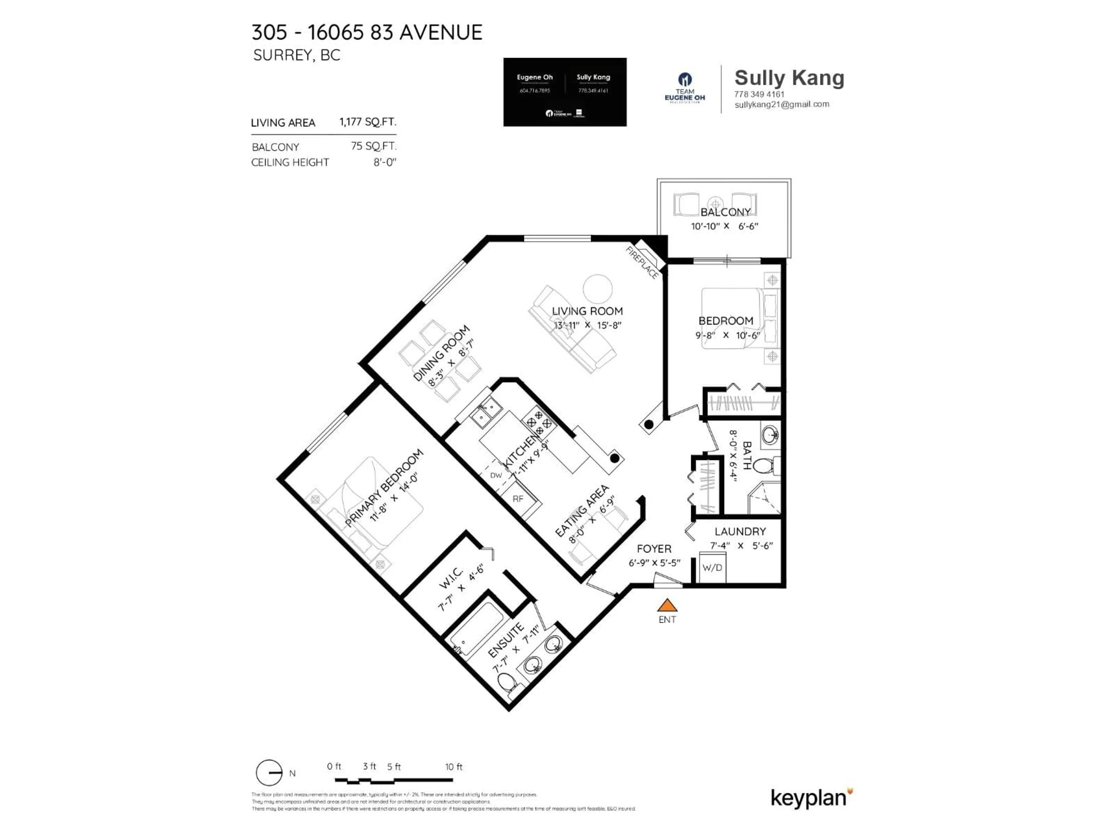Floor plan for 305 - 16065 83 AVENUE, Surrey British Columbia V4N0N2