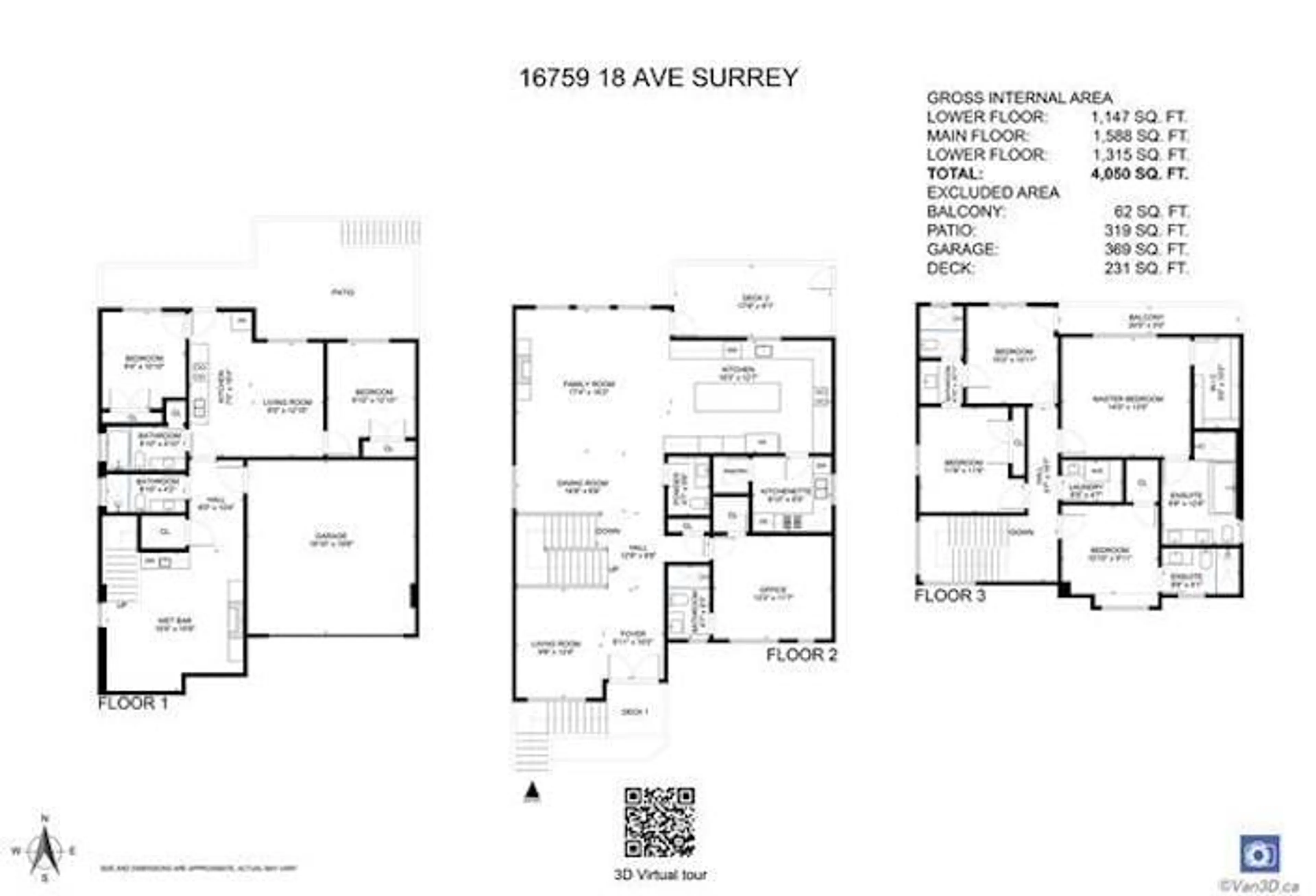 Floor plan for 16759 18 AVENUE, Surrey British Columbia V3Z9X5