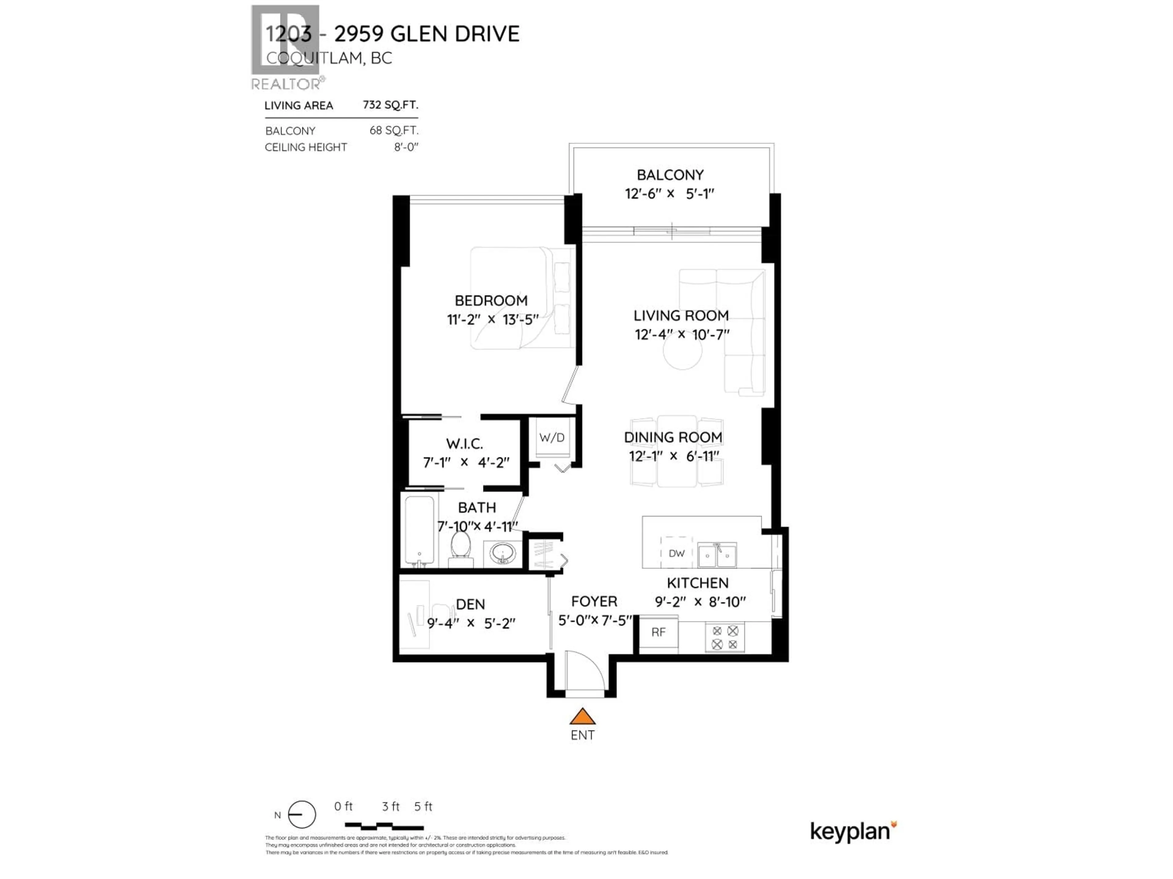 Floor plan for 1203 - 2959 GLEN DRIVE, Coquitlam British Columbia V3B0B8