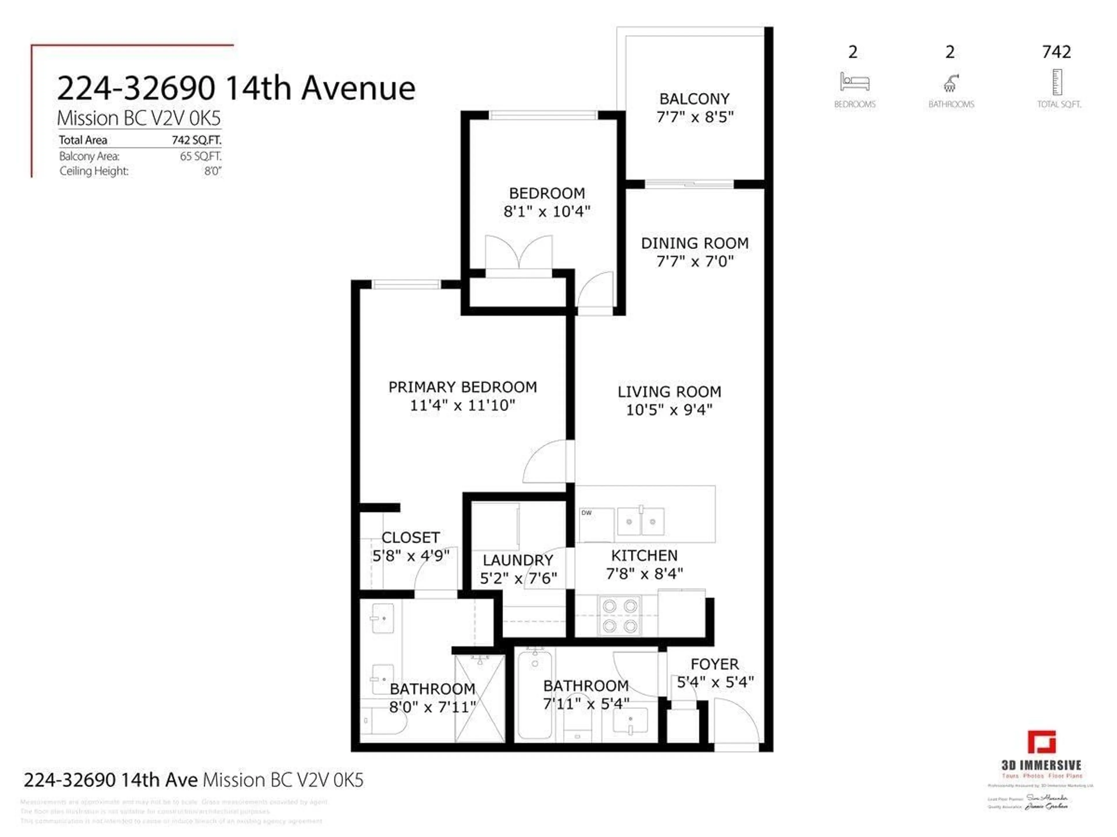 Floor plan for 224 - 32690 14TH AVENUE, Mission British Columbia V2V0K5