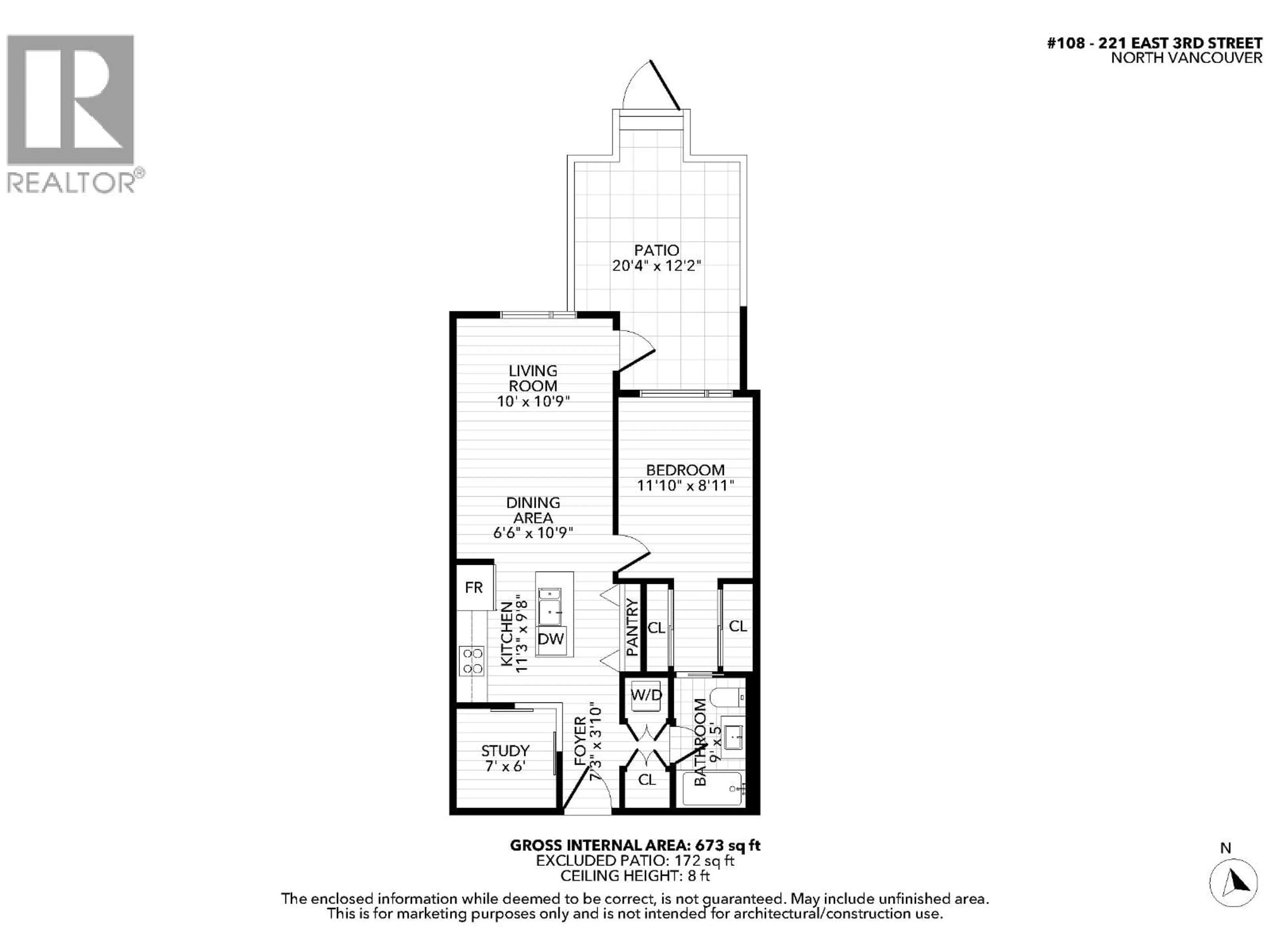 Floor plan for 108 - 221 3RD STREET, North Vancouver British Columbia V7L0C1