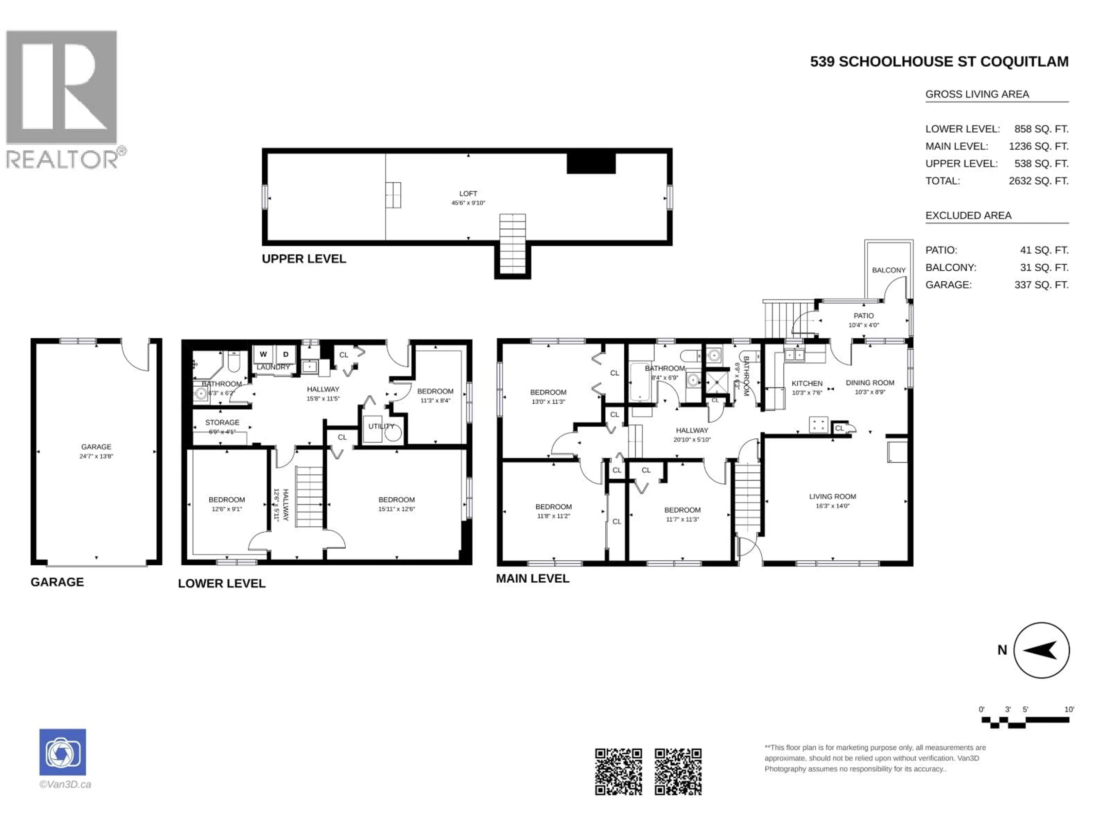 Floor plan for 539 SCHOOLHOUSE STREET, Coquitlam British Columbia V3J5N8