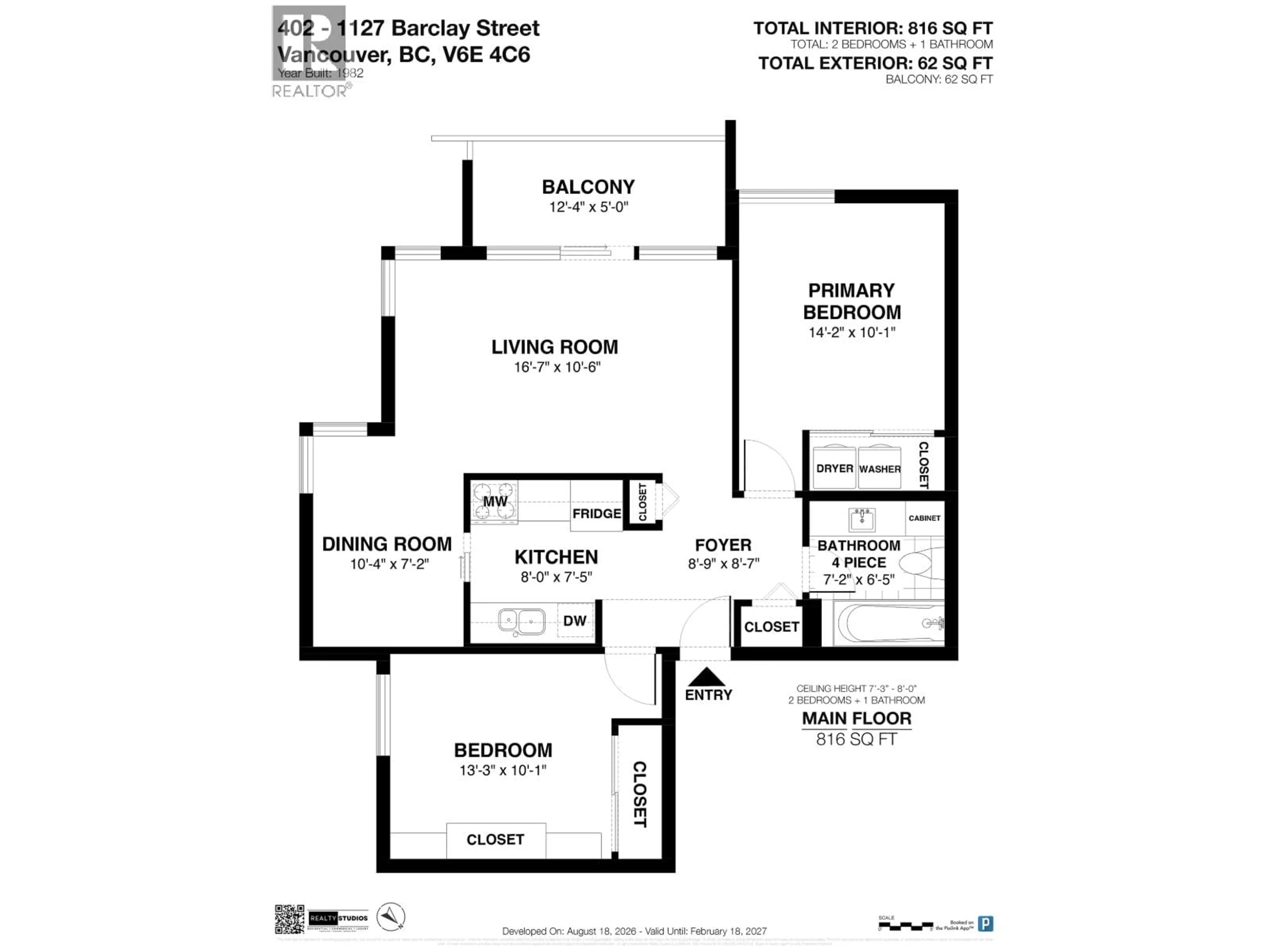 Floor plan for 402 - 1127 BARCLAY STREET, Vancouver British Columbia V6E4C6