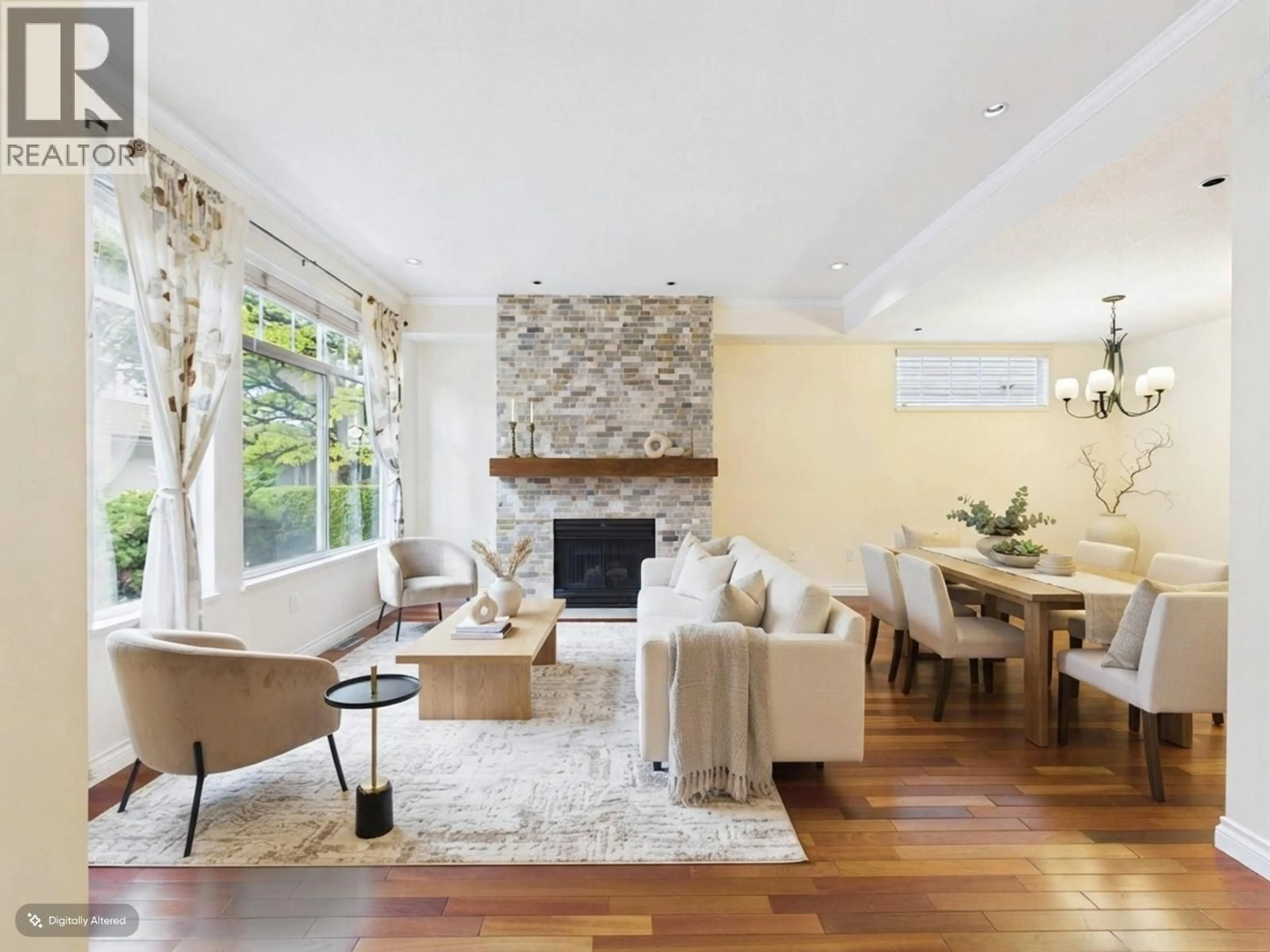 Living room with furniture, wood/laminate floor for 48 - 5298 OAKMOUNT CRESCENT, Burnaby British Columbia V5H4S2