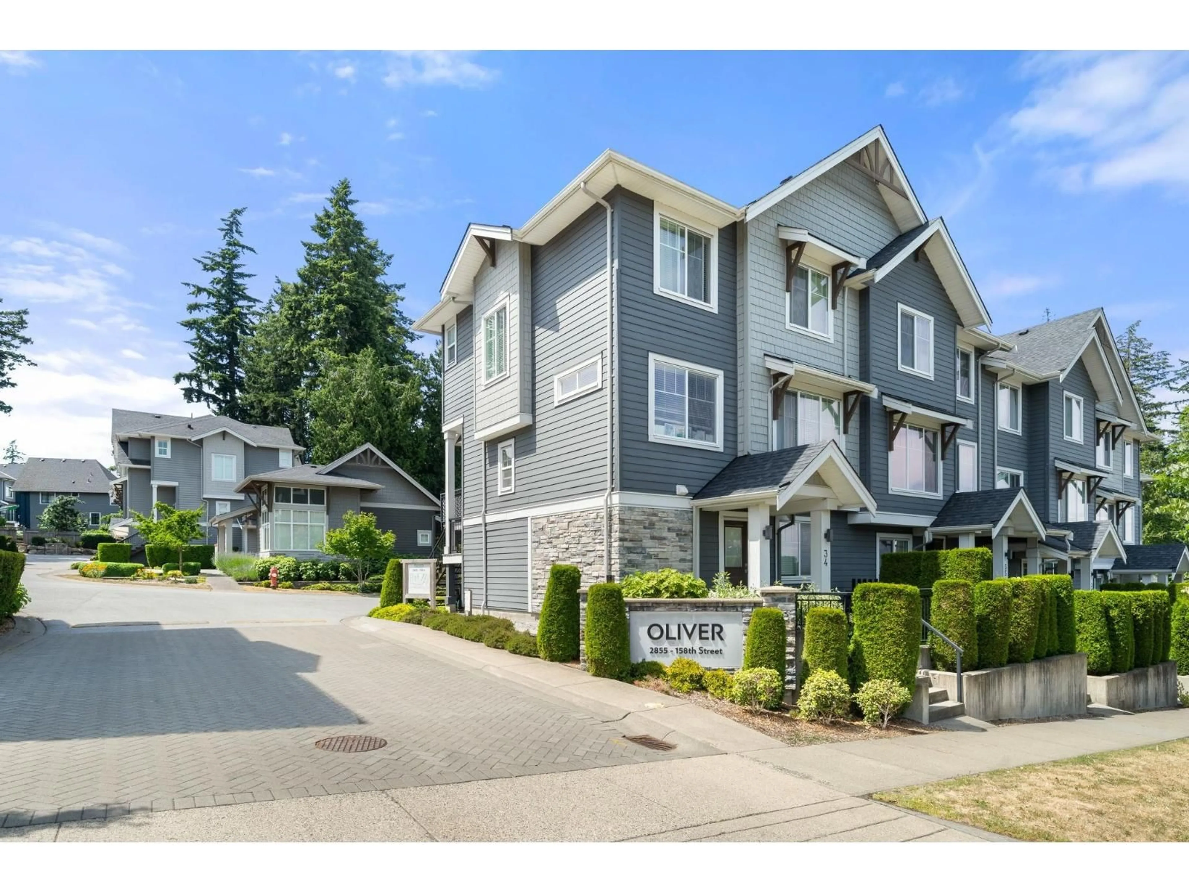 A pic from outside/outdoor area/front of a property/back of a property/a pic from drone, street for 23 - 2855 158 STREET, Surrey British Columbia V3Z0P5