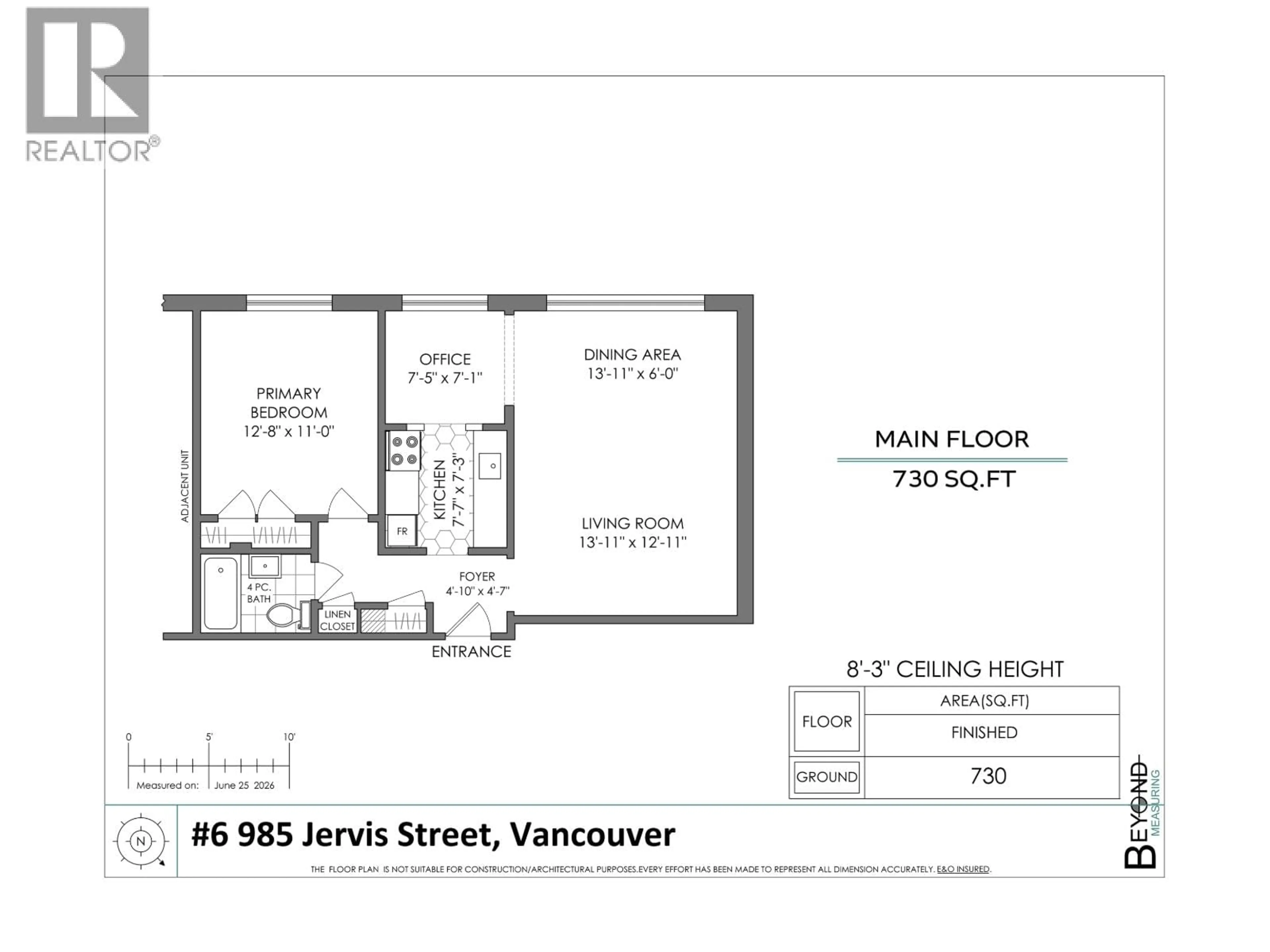 Floor plan for 6 - 985 JERVIS STREET, Vancouver British Columbia V6E2B7