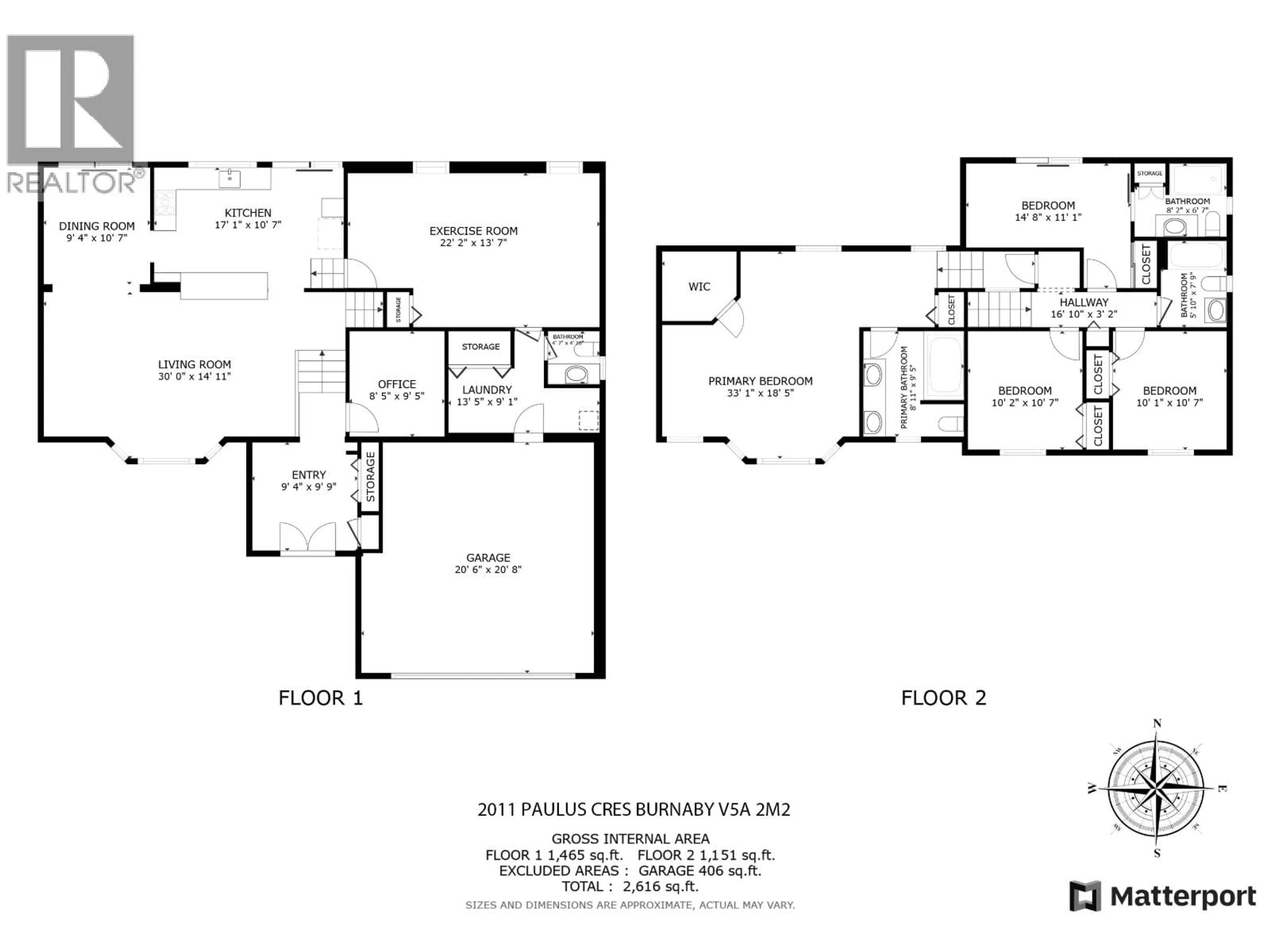 Floor plan for 2011 PAULUS CRES, Burnaby British Columbia V5A2M2