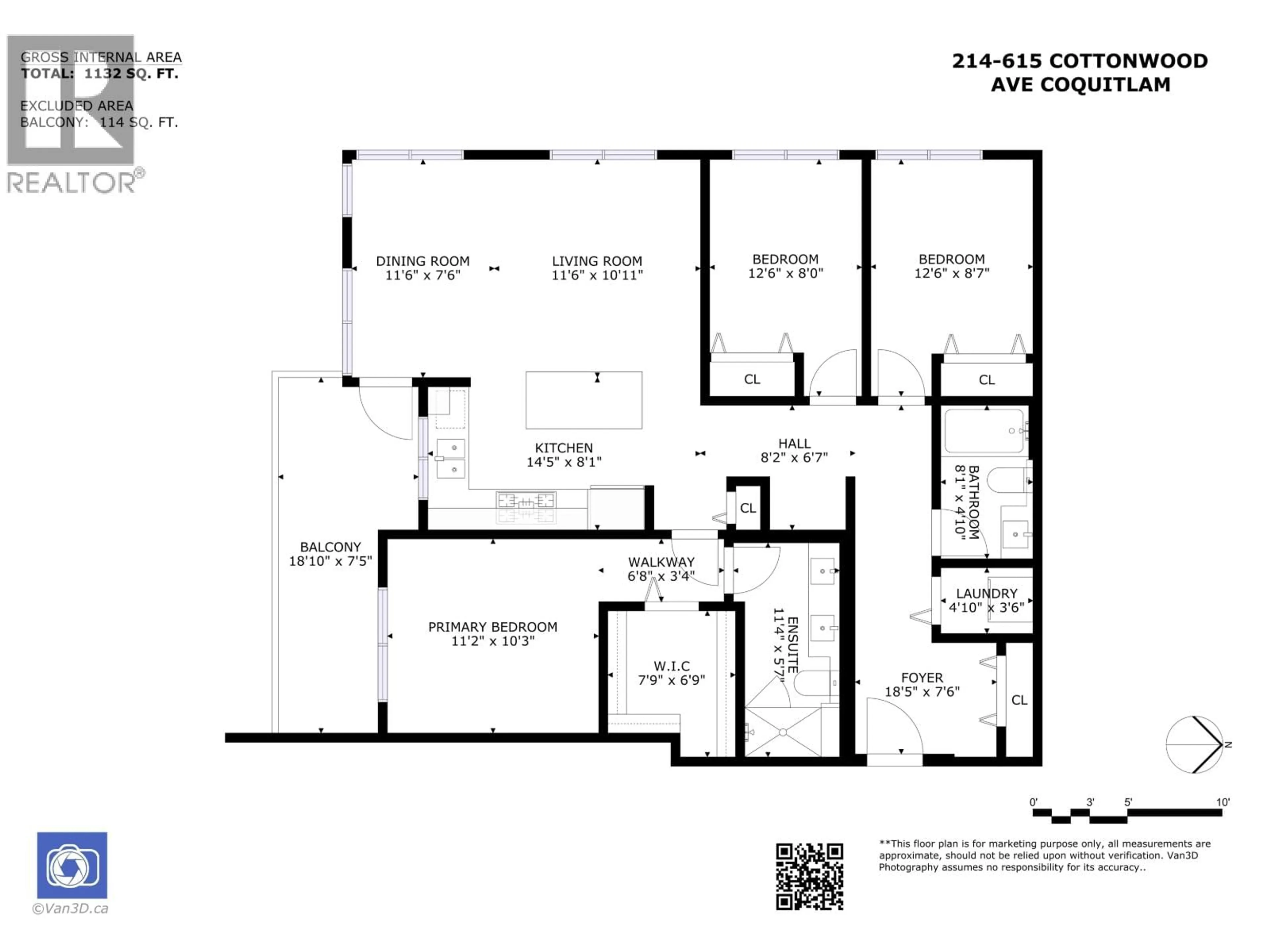 Floor plan for 214 - 615 COTTONWOOD AVENUE, Coquitlam British Columbia V3J2S5