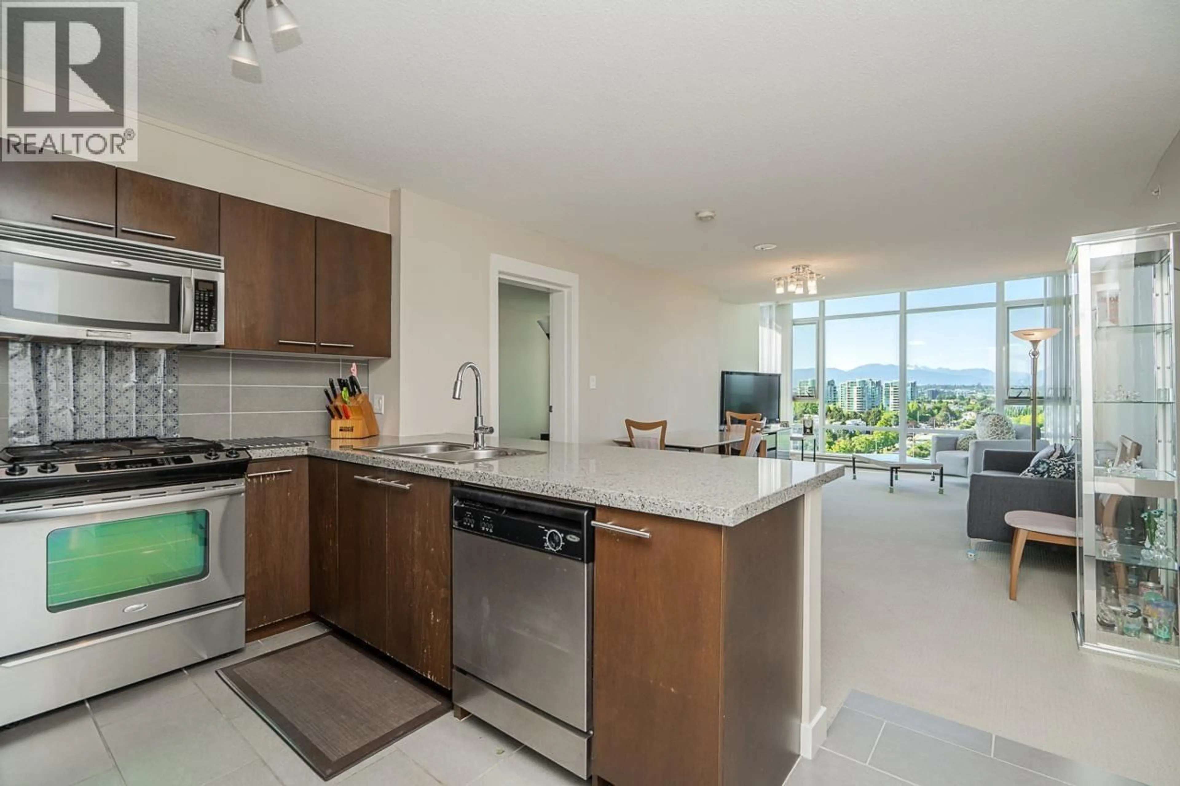 Open concept kitchen, ceramic/tile floor for 1201 - 9171 FERNDALE ROAD, Richmond British Columbia V6Y0A5