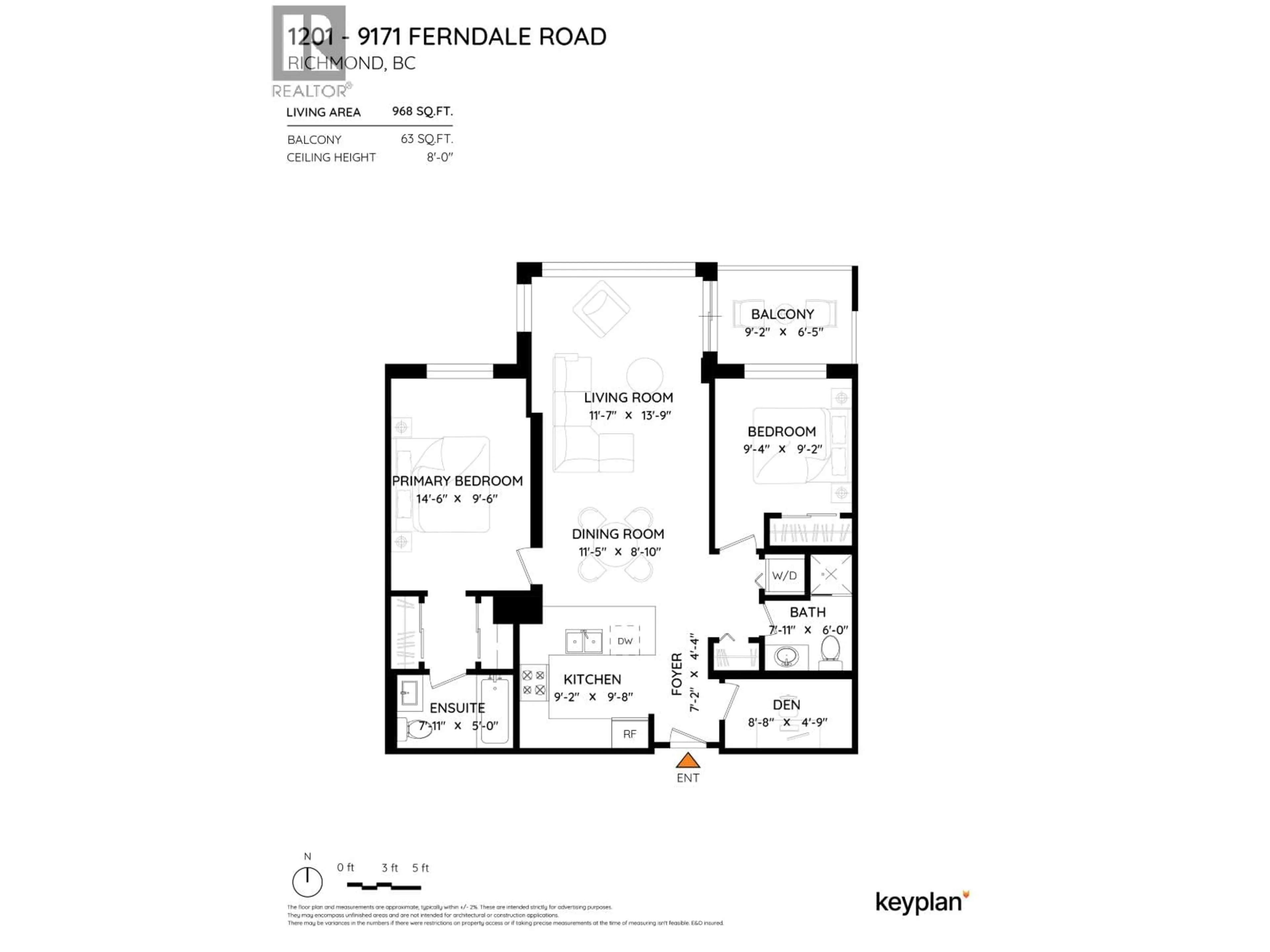 Floor plan for 1201 - 9171 FERNDALE ROAD, Richmond British Columbia V6Y0A5