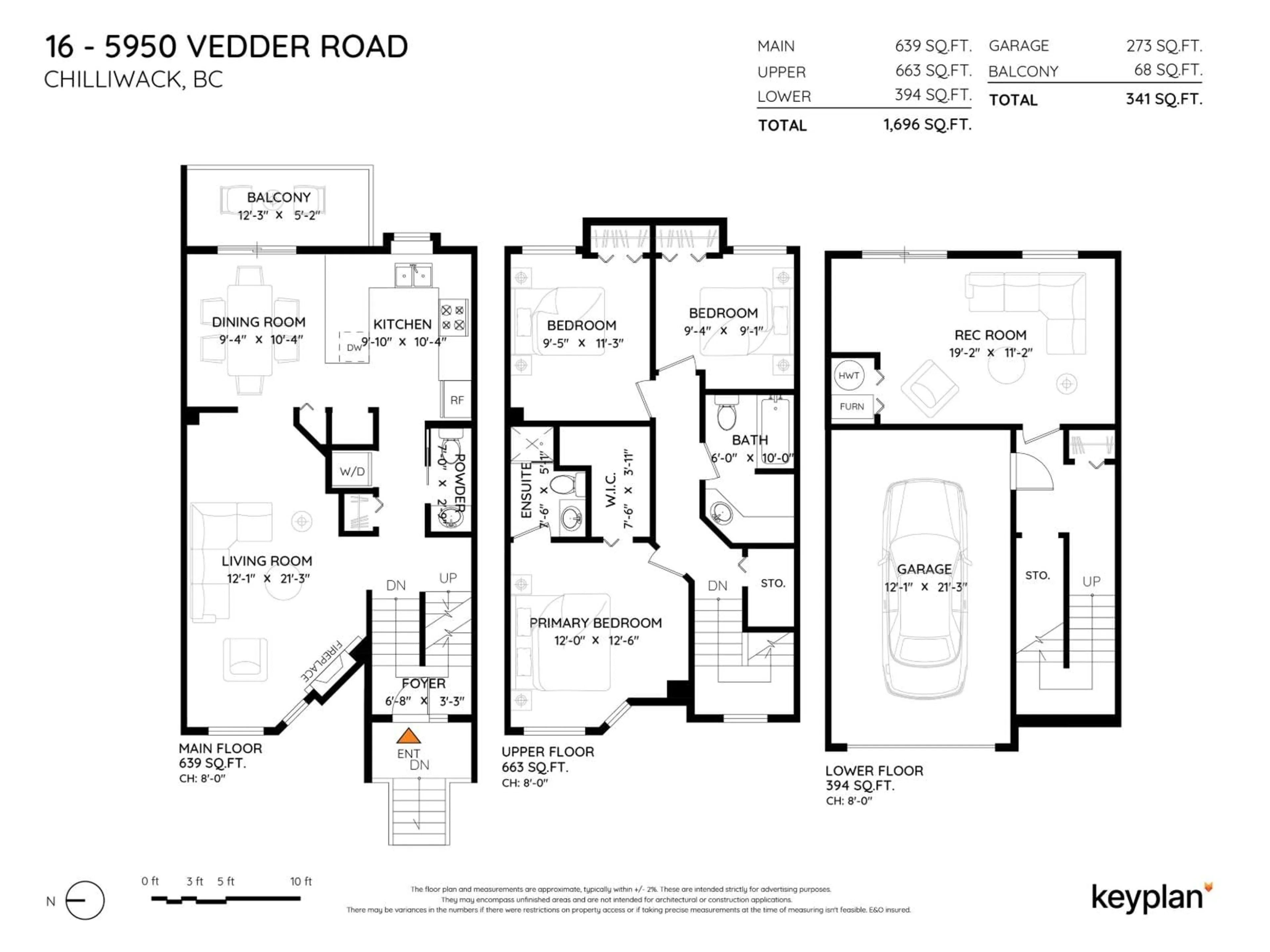 Floor plan for 16 - 5950 VEDDER ROAD, Chilliwack British Columbia V2R3P2
